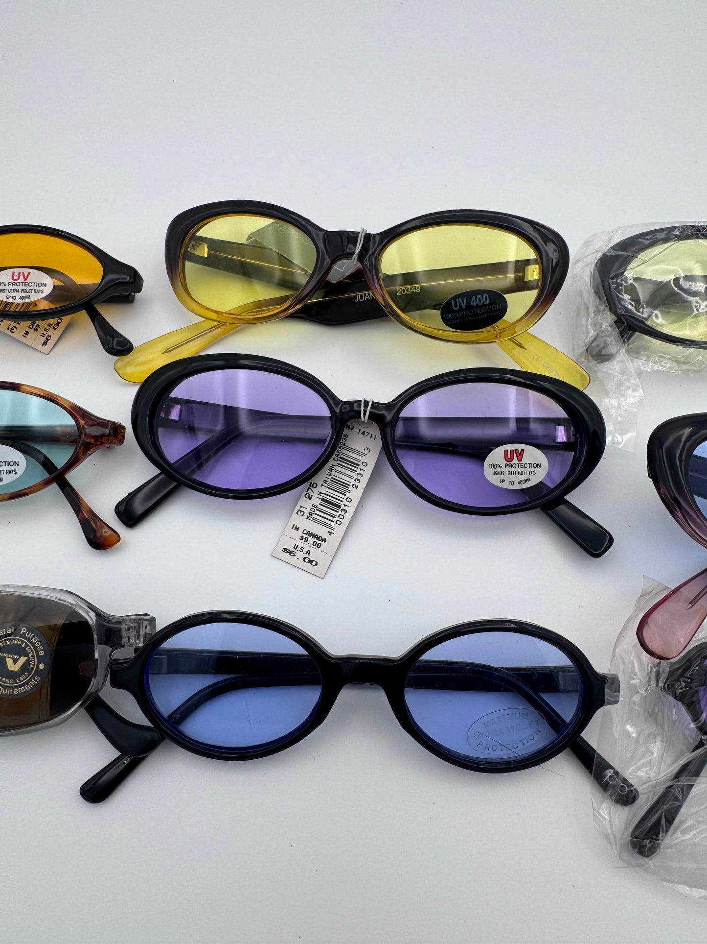 Fashion Sunglasses Eyewear Plastic Frame Set of 9 Mixed Assorted Styles and Colors Lot 9