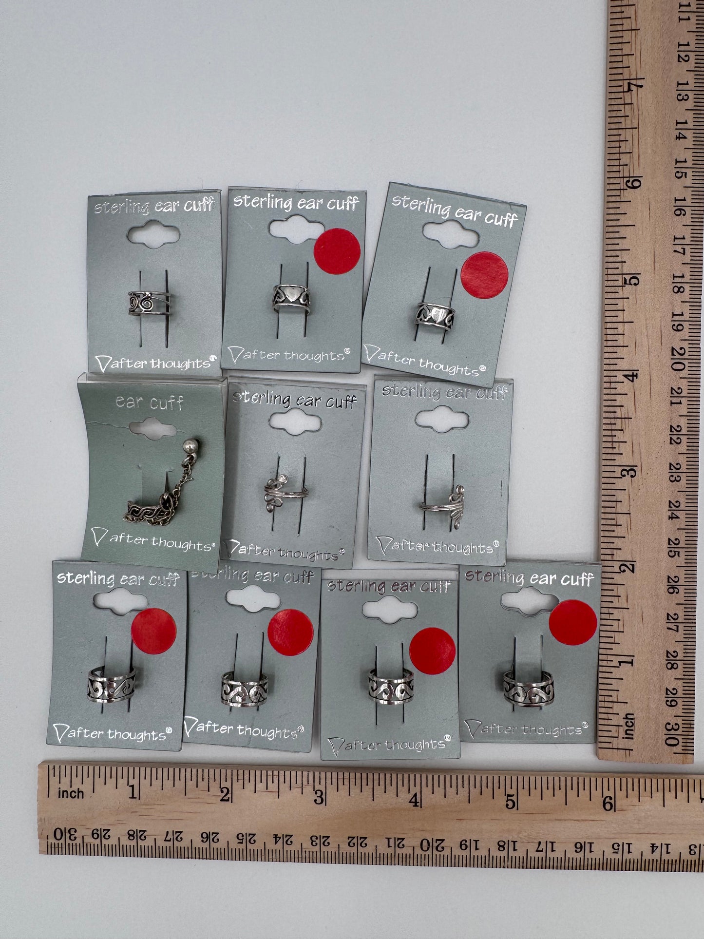 Set of 10 Silver Ear Cuff Earrings Costume Jewelry Vintage After Thoughts