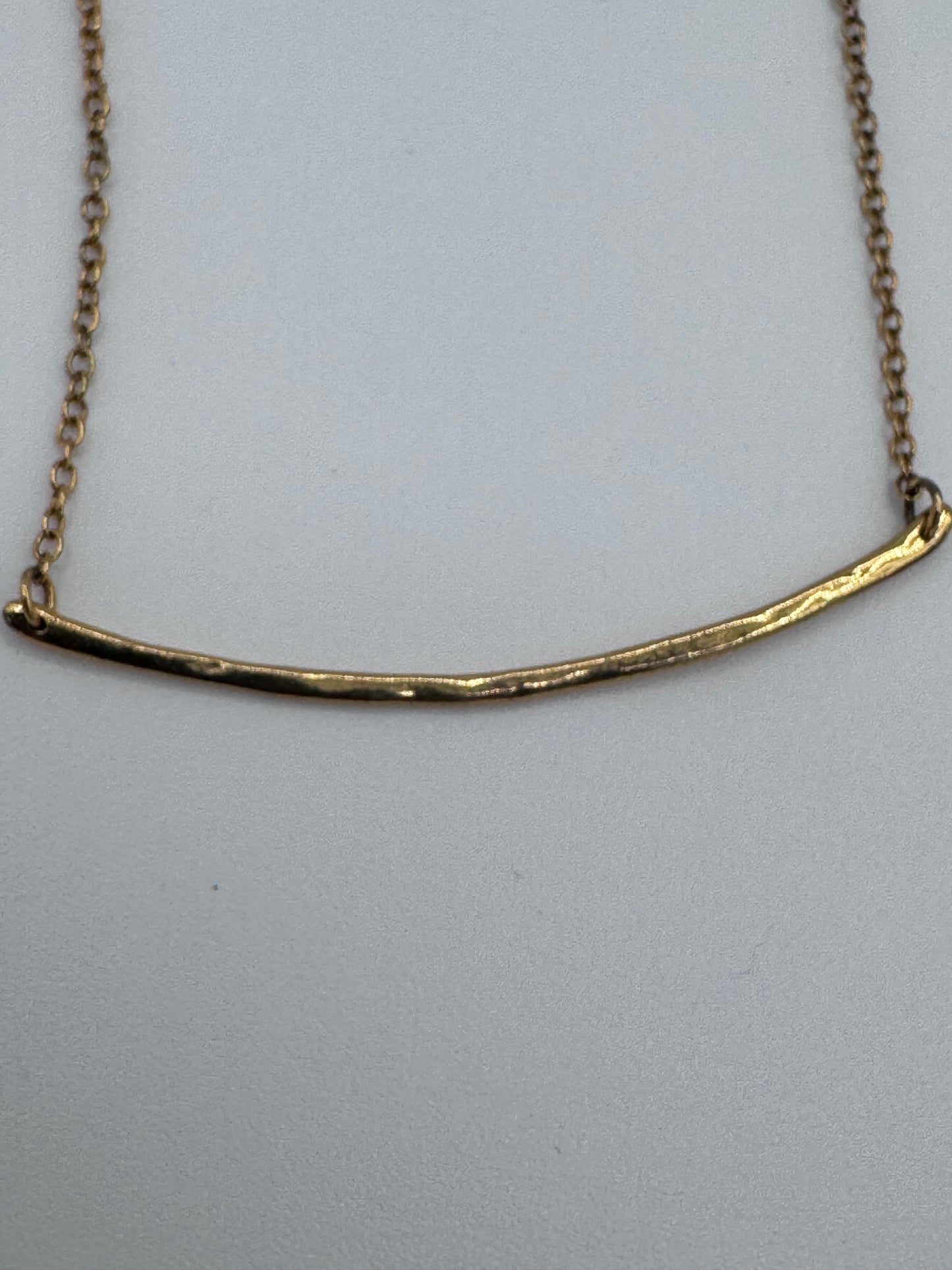 Gorjana Gold Plated Vintage Stick Curved Hammered Tanner Bar Necklace