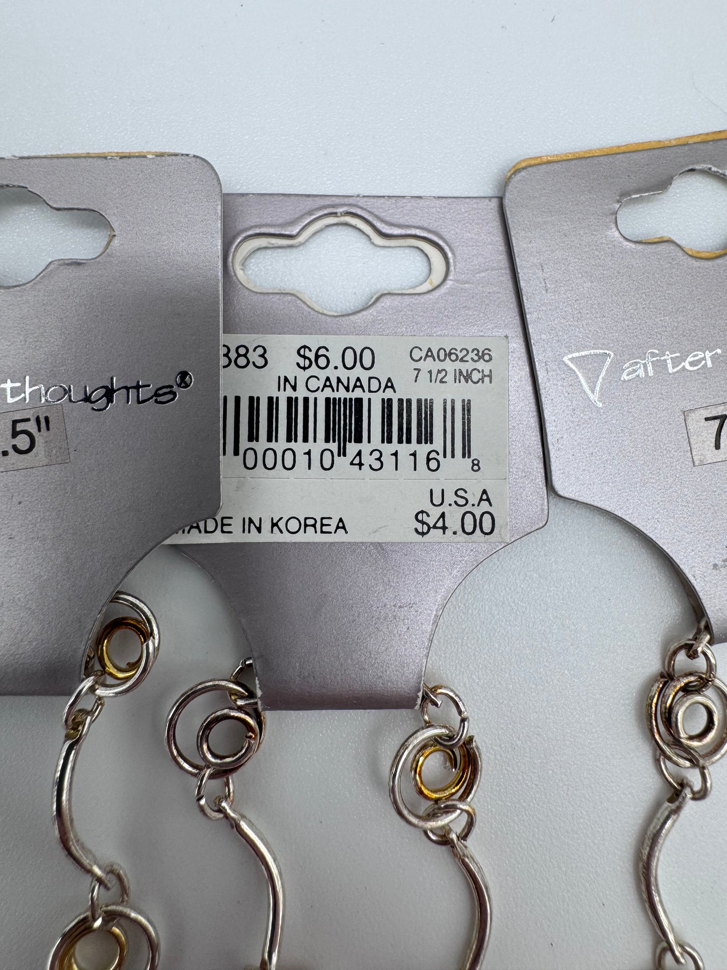 Set of 17 Chain Clasp Silver Bracelet Costume Jewelry Vintage After Thoughts