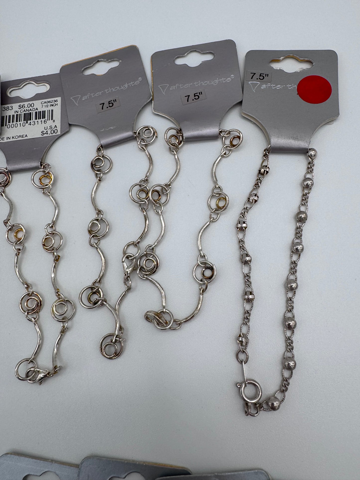 Set of 17 Chain Clasp Silver Bracelet Costume Jewelry Vintage After Thoughts