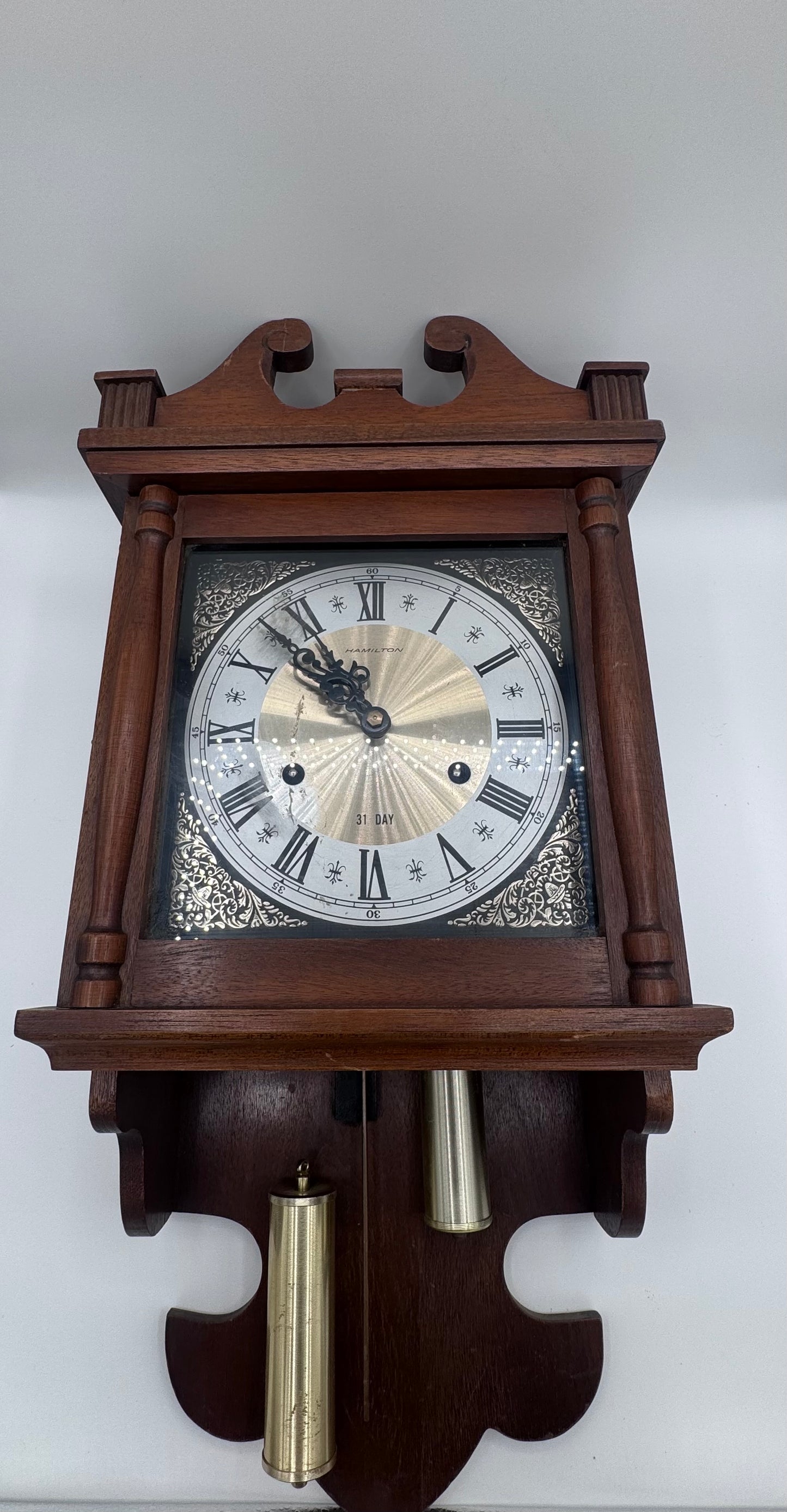 Hamilton 31 Day Walnut Antique Vintage Wall Clock- Not Tested