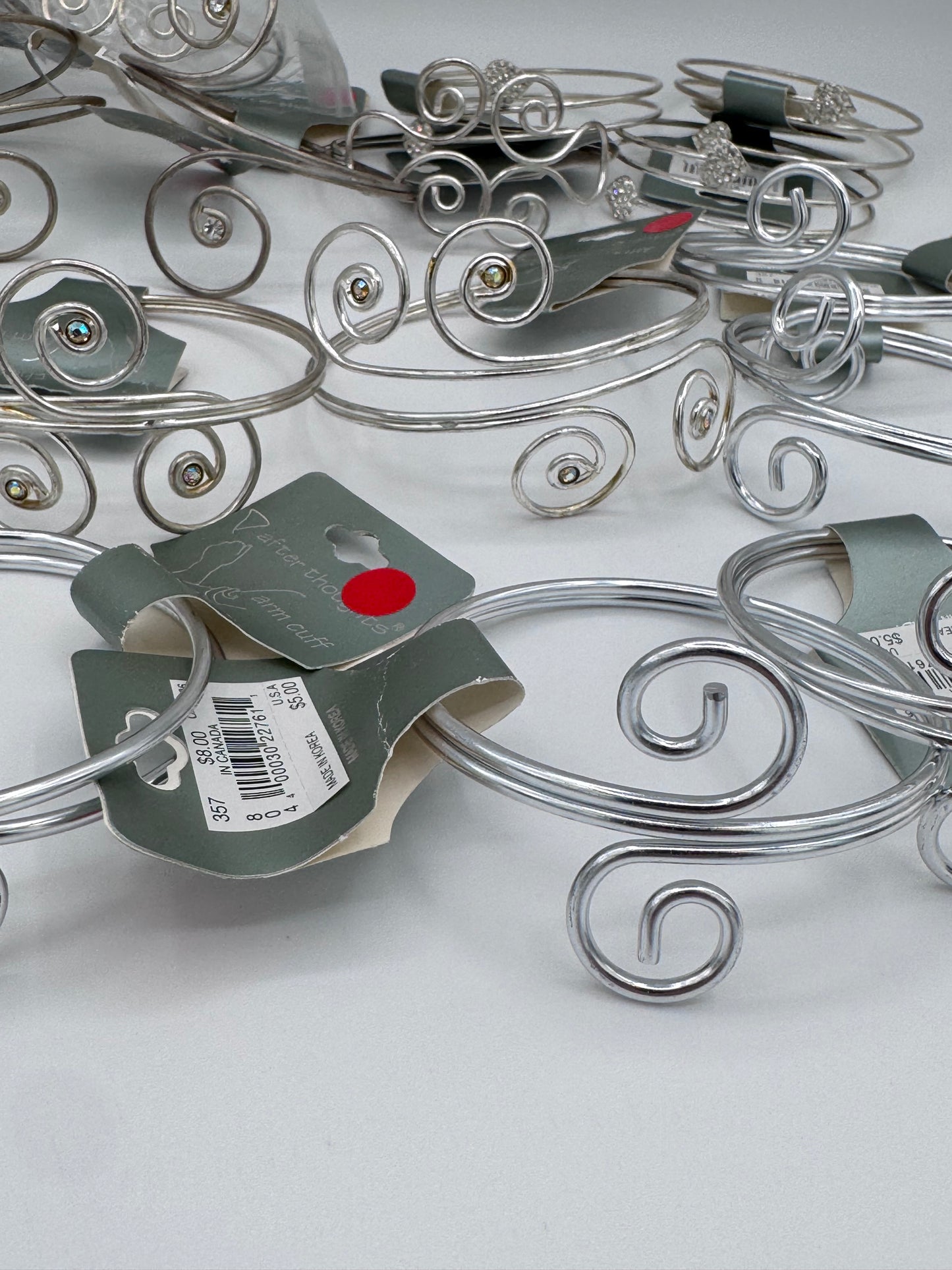 Set of 21 Silver Cuff Costume Jewelry Bracelet Arm Band Vintage After Thoughts