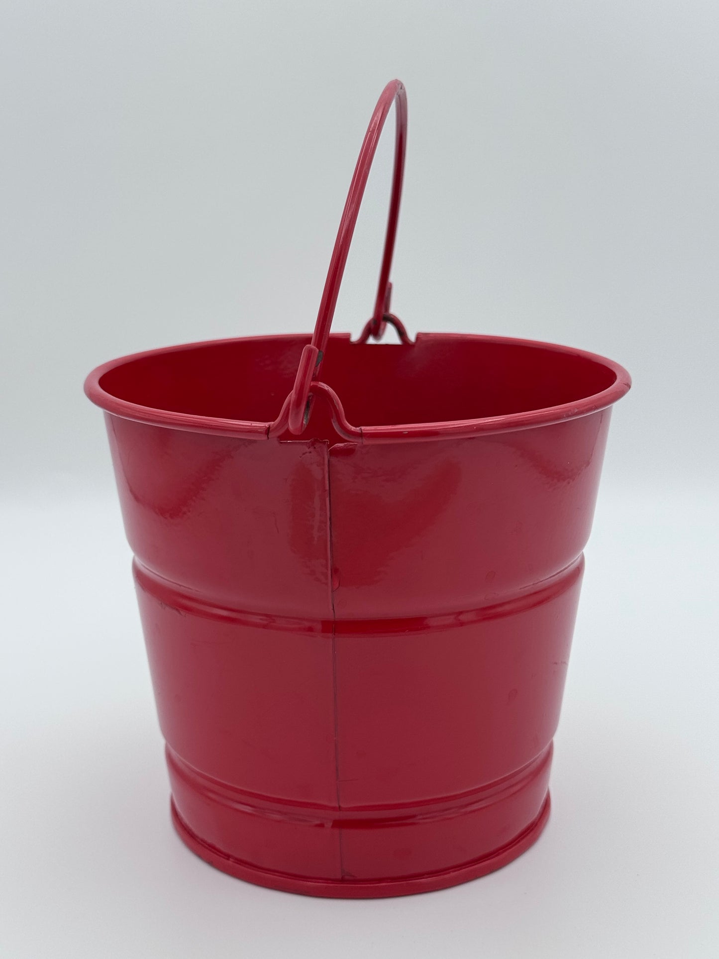 Red Tin Metal Vintage Bucket