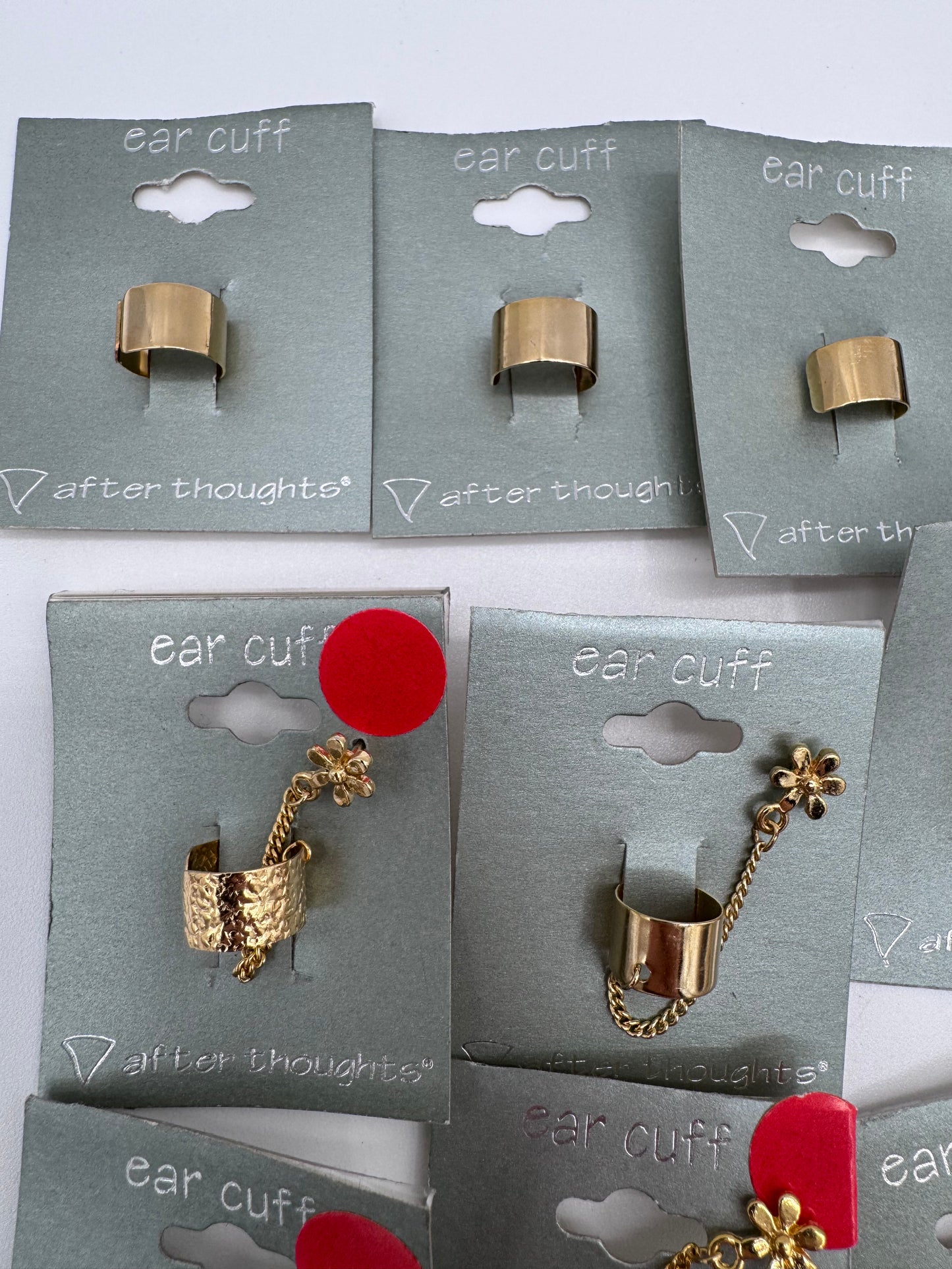 Set of 37 Gold Ear Cuff and Chain Earrings Costume Jewelry Vintage After Thoughts