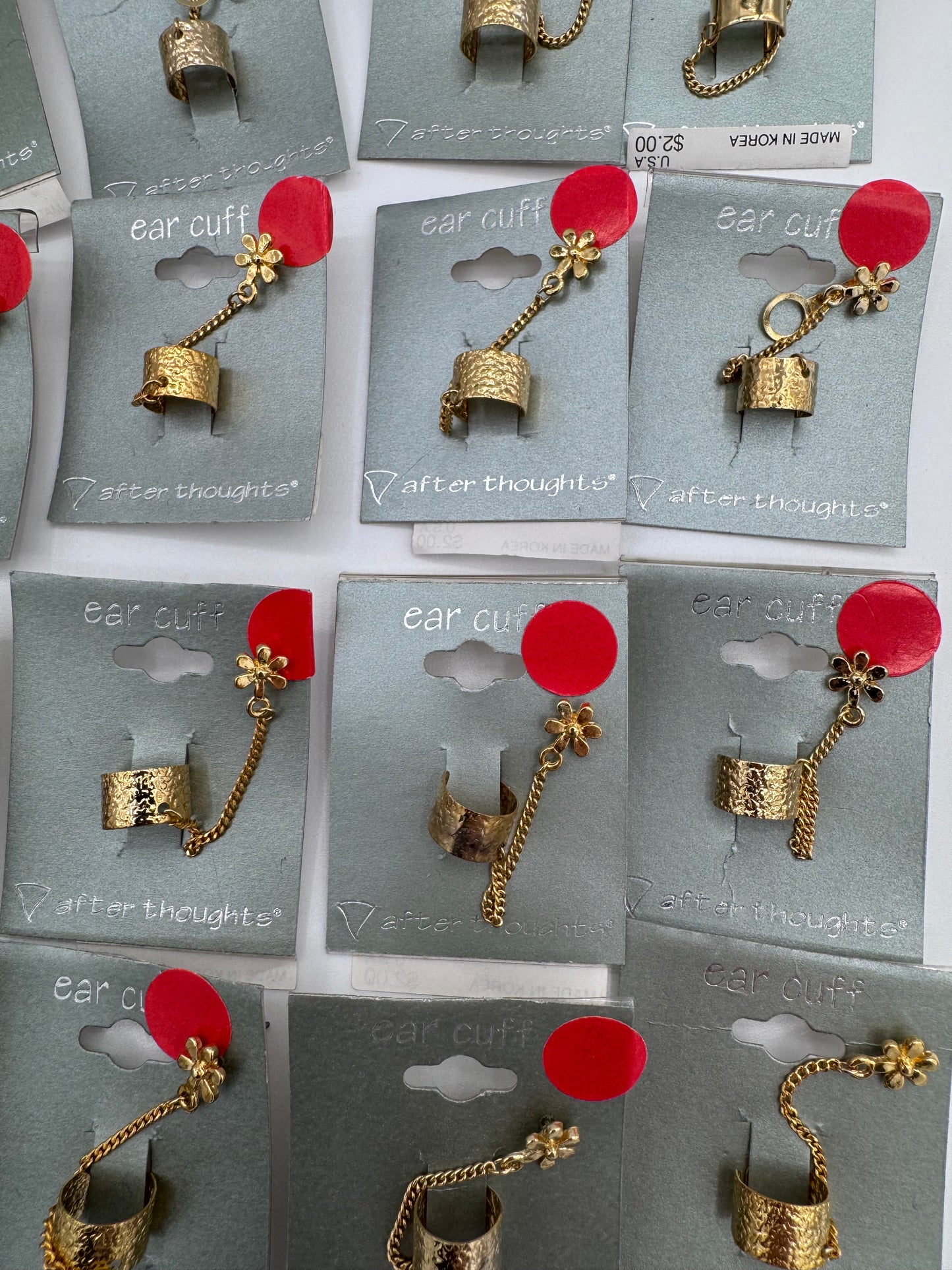 Set of 37 Gold Ear Cuff and Chain Earrings Costume Jewelry Vintage After Thoughts