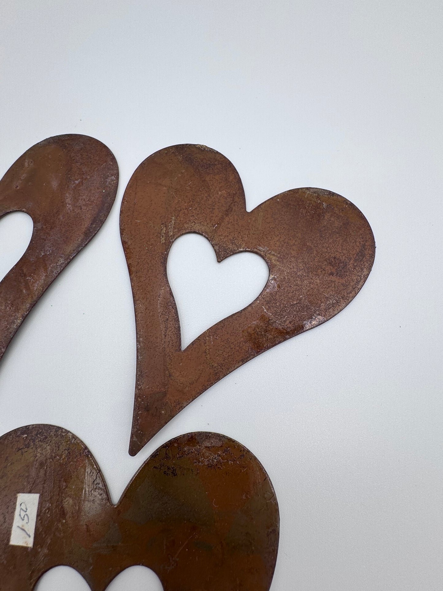 Set of 5 Metal Bronze Vintage Heart Cutouts