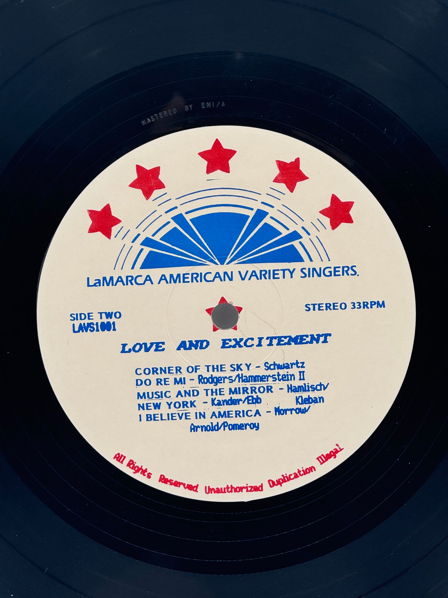 Lamarca American Variety Singers Love and Excitement 1979 Vintage Vinyl Record