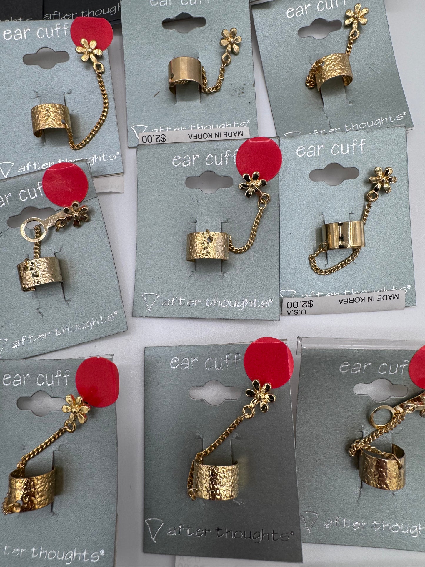 Set of 37 Gold Ear Cuff and Chain Earrings Costume Jewelry Vintage After Thoughts