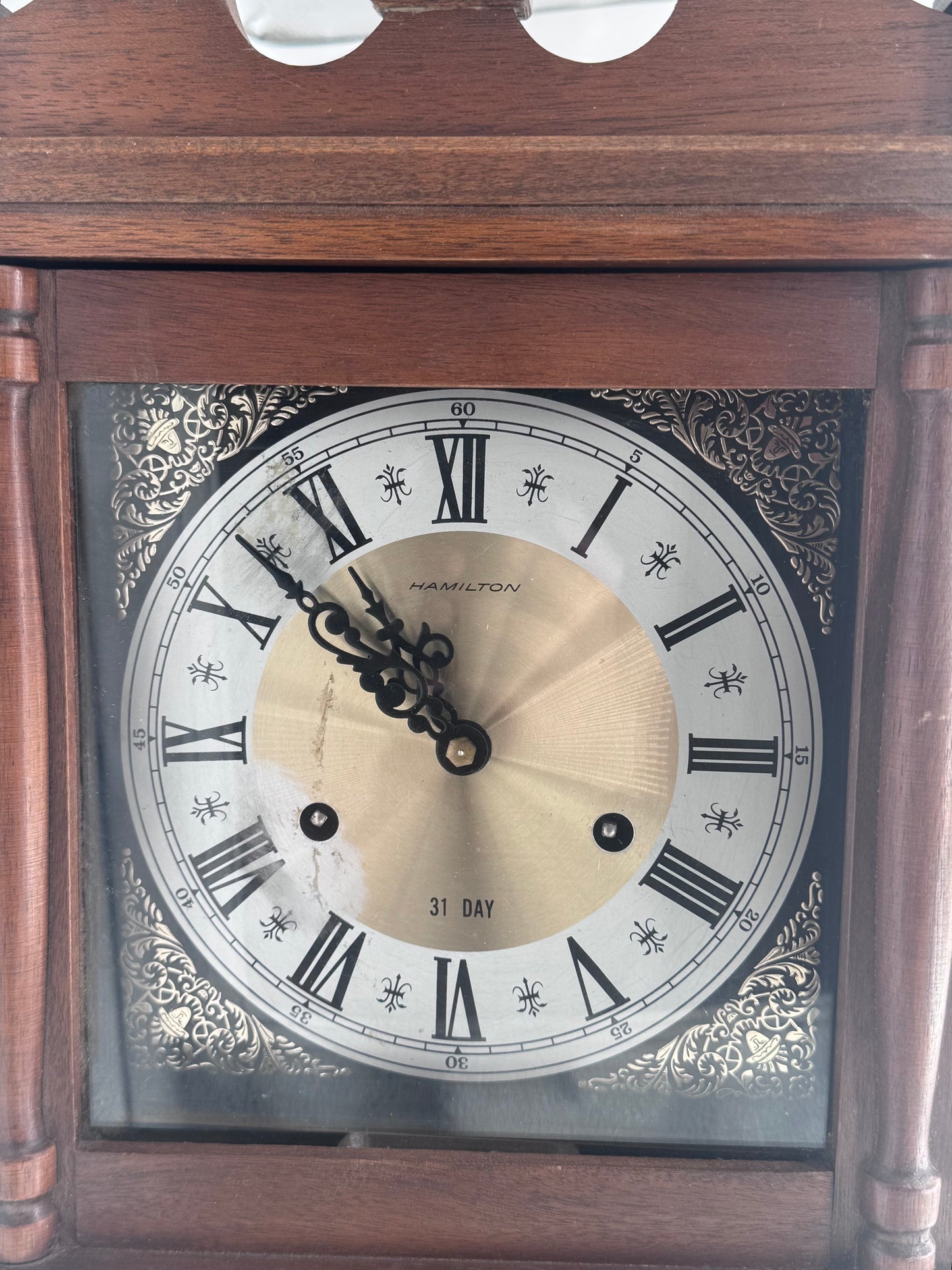 Hamilton 31 Day Walnut Antique Vintage Wall Clock- Not Tested