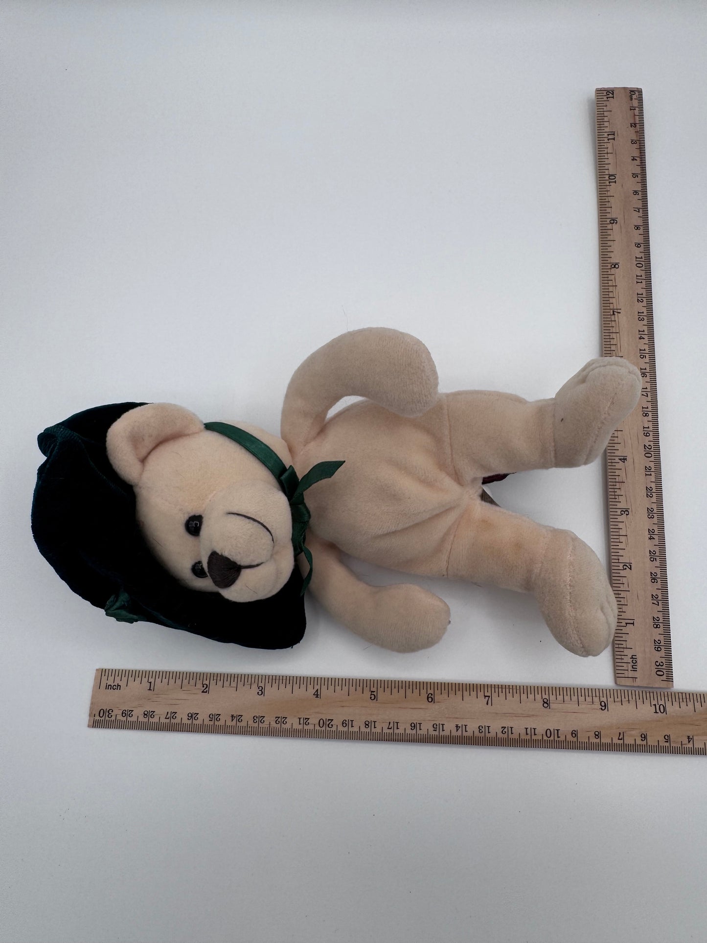 TC Dawson Beige Vintage Teddy Bear by Fiesta Lassies Green Hat