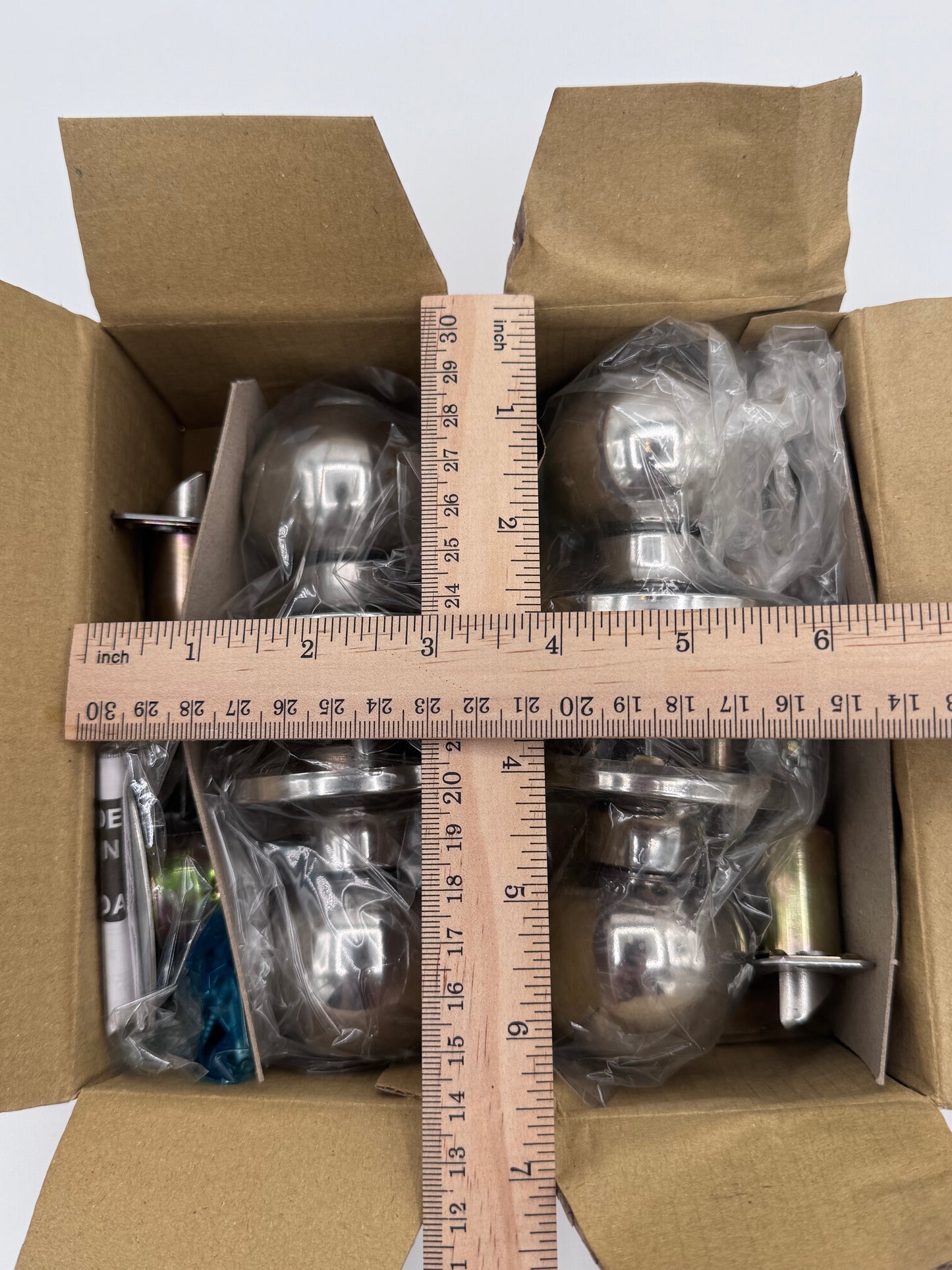 Set of 2 New Schlage Silver Door Knobs with Locks Privacy and Passage