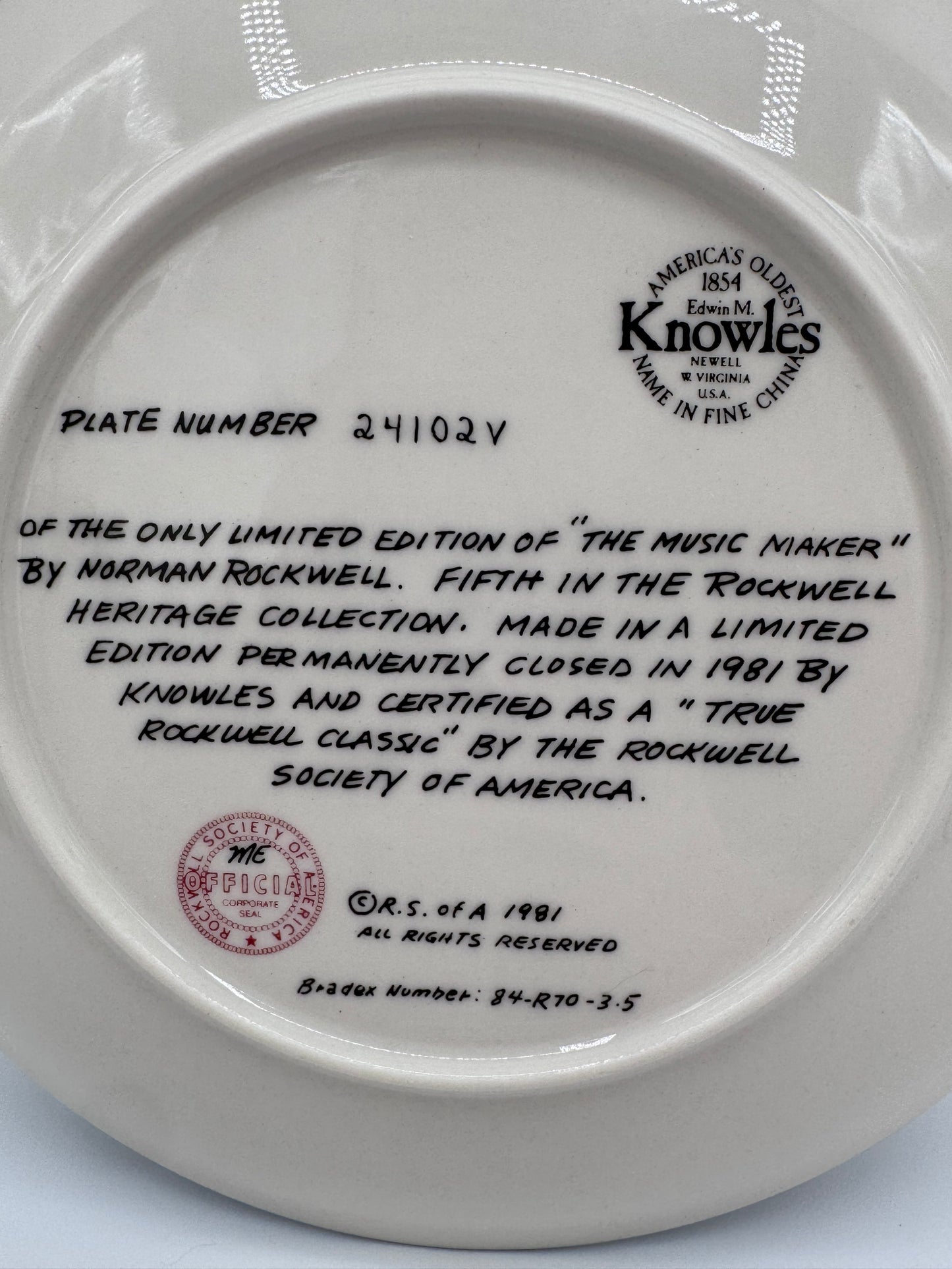 The Music Maker 1981 Norman Rockwell Collector Plate