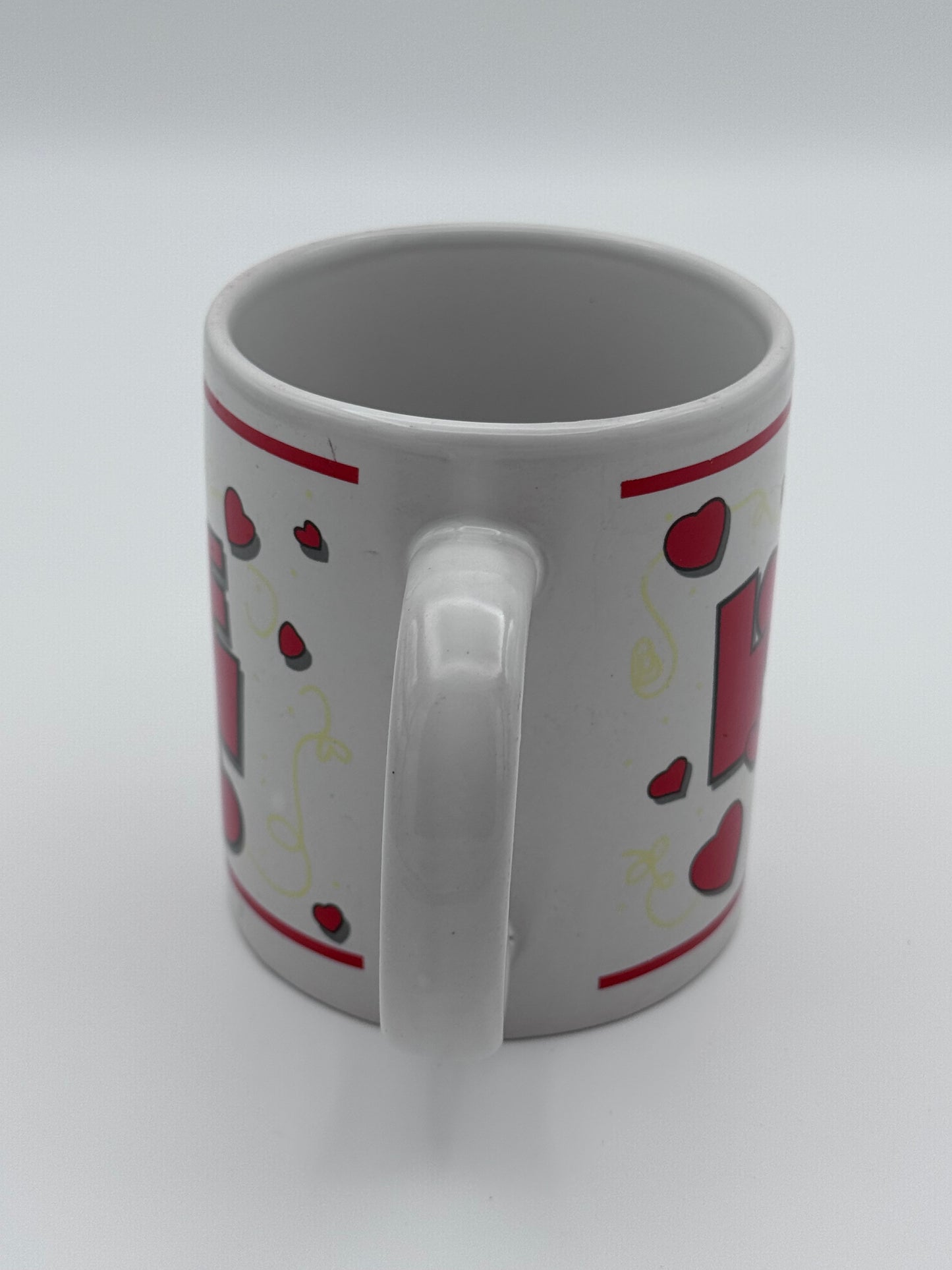 White and Red Love With Hearts Vintage Mug Cup