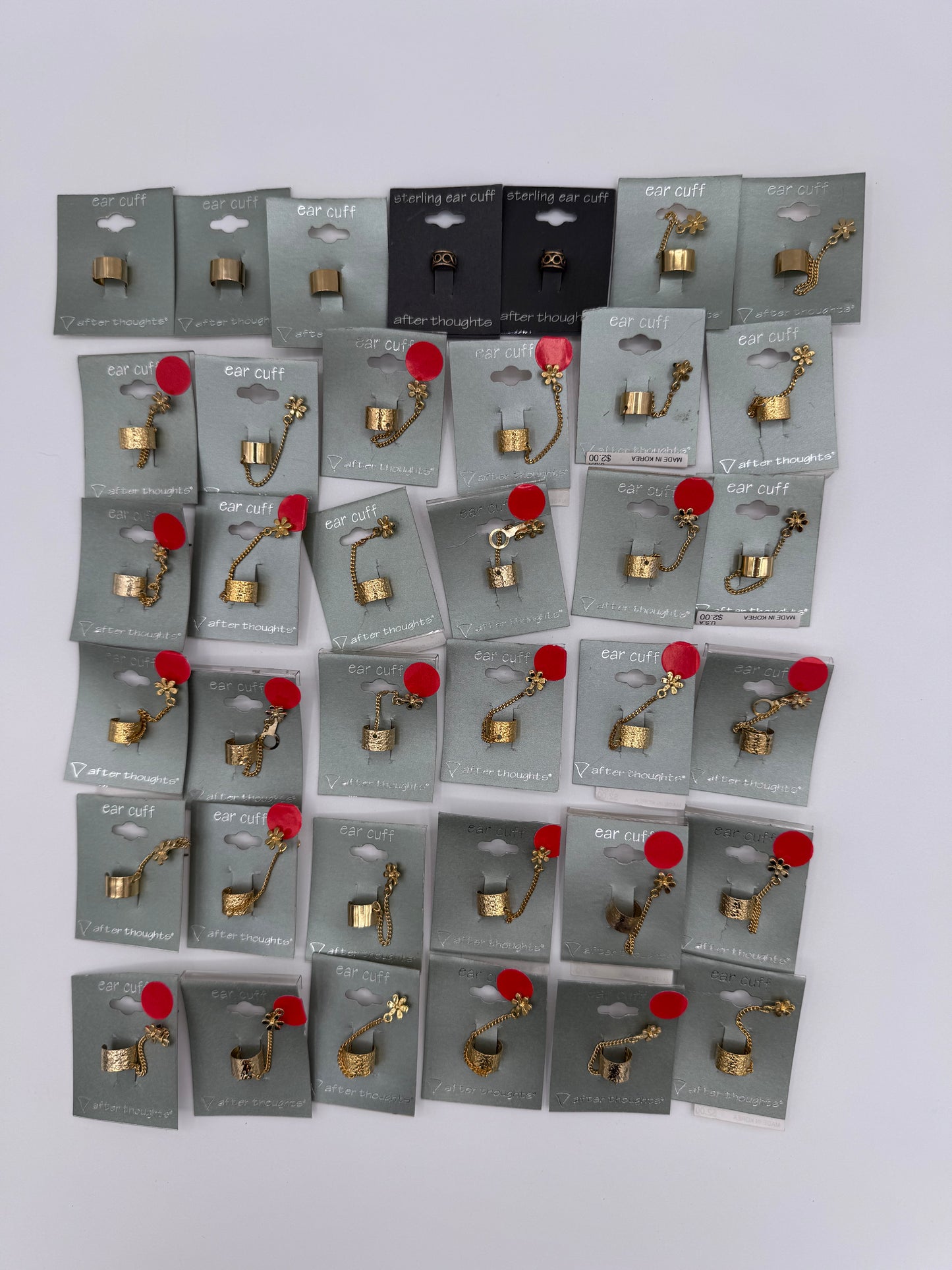 Set of 37 Gold Ear Cuff and Chain Earrings Costume Jewelry Vintage After Thoughts