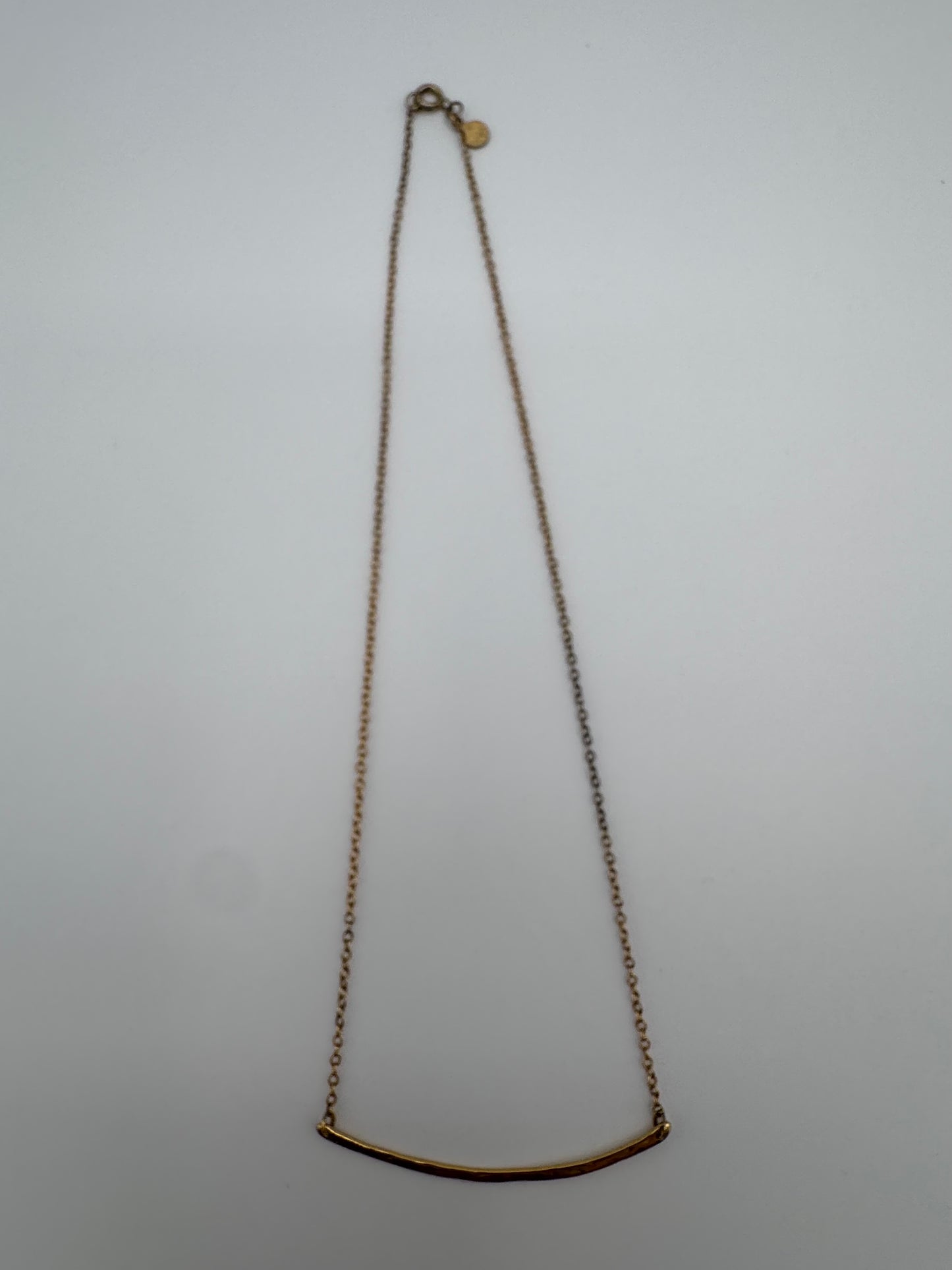 Gorjana Gold Plated Vintage Stick Curved Hammered Tanner Bar Necklace