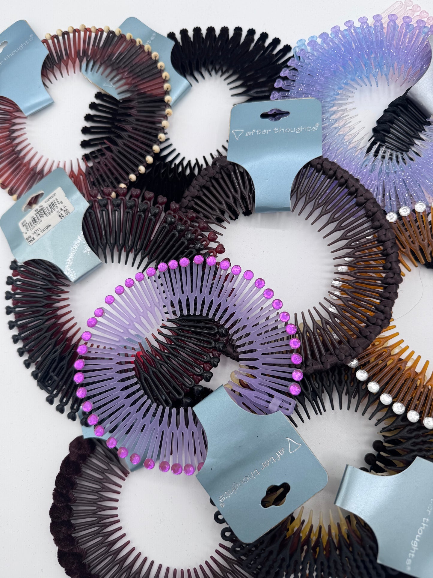 Mystery Mixed Lot of 14 90’s Retro Flexible Stretch Hair Combs Teeth Headband
