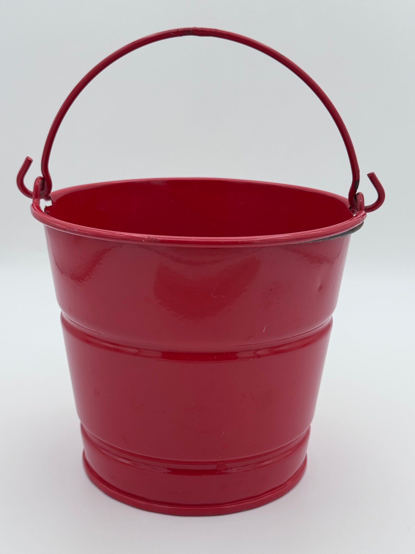 Red Tin Metal Vintage Bucket