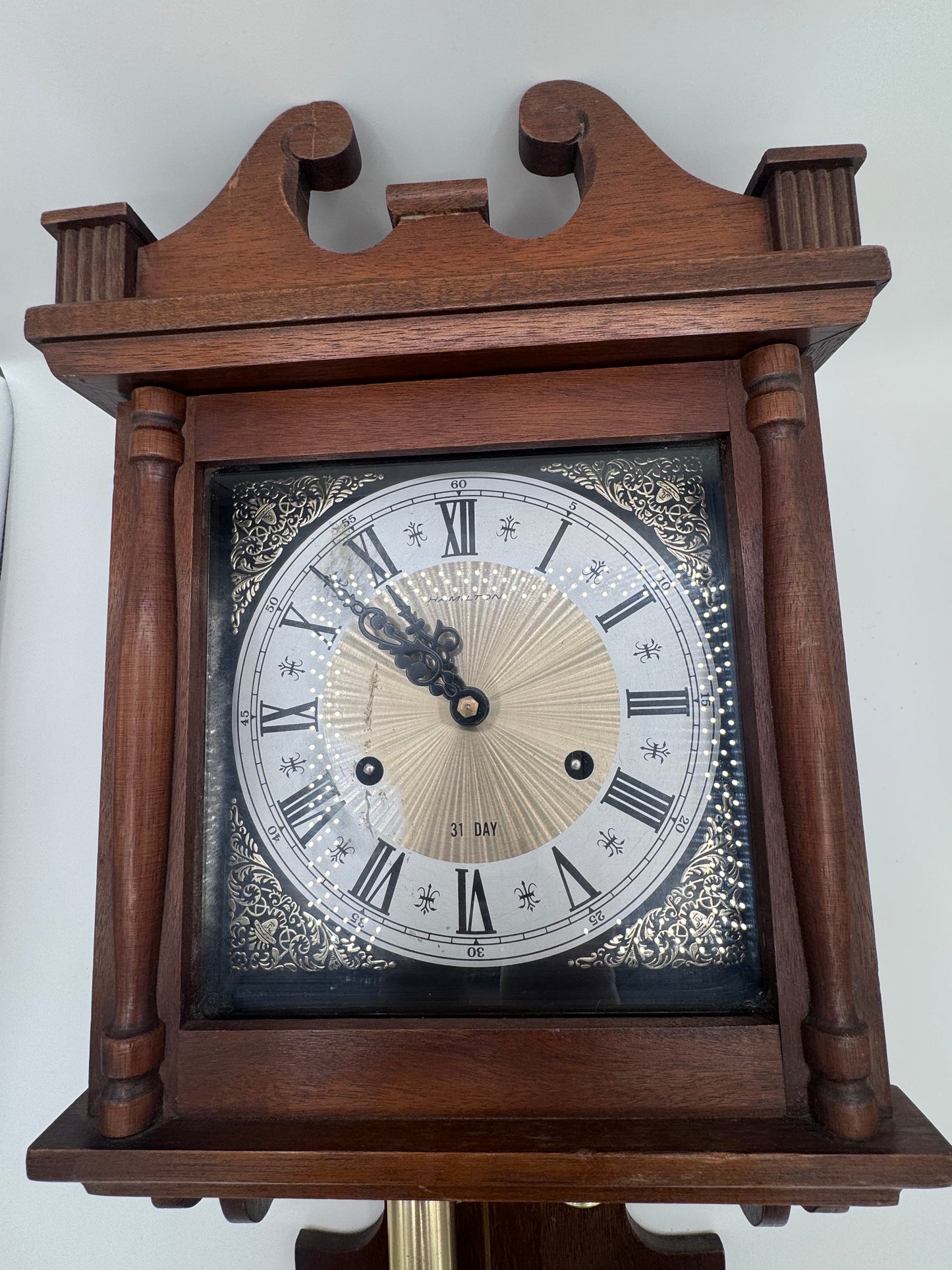 Hamilton 31 Day Walnut Antique Vintage Wall Clock- Not Tested
