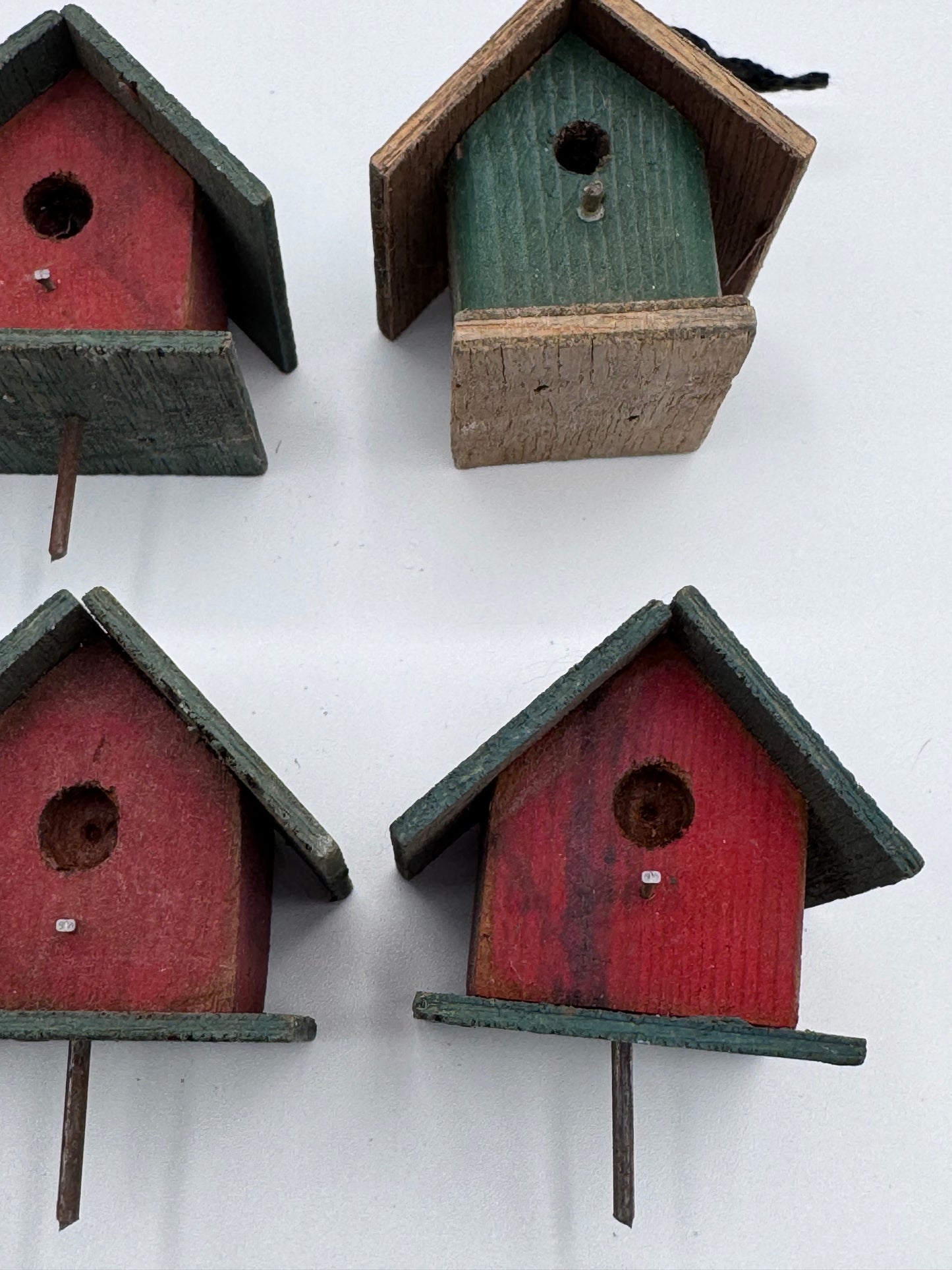 Set of 9 Small 2.5 Inch Hand-Made Vintage Birdhouses for Crafts