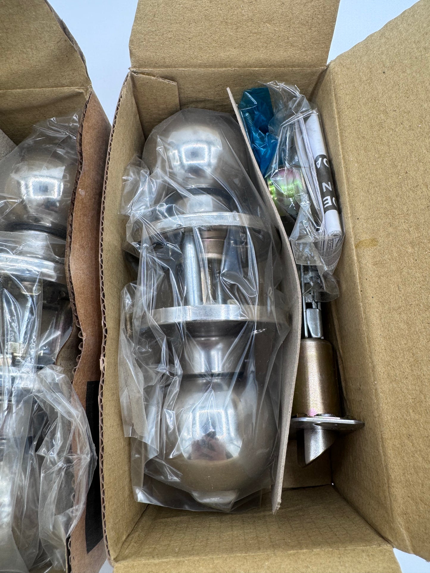 Set of 2 New Schlage Silver Door Knobs with Locks Privacy and Passage