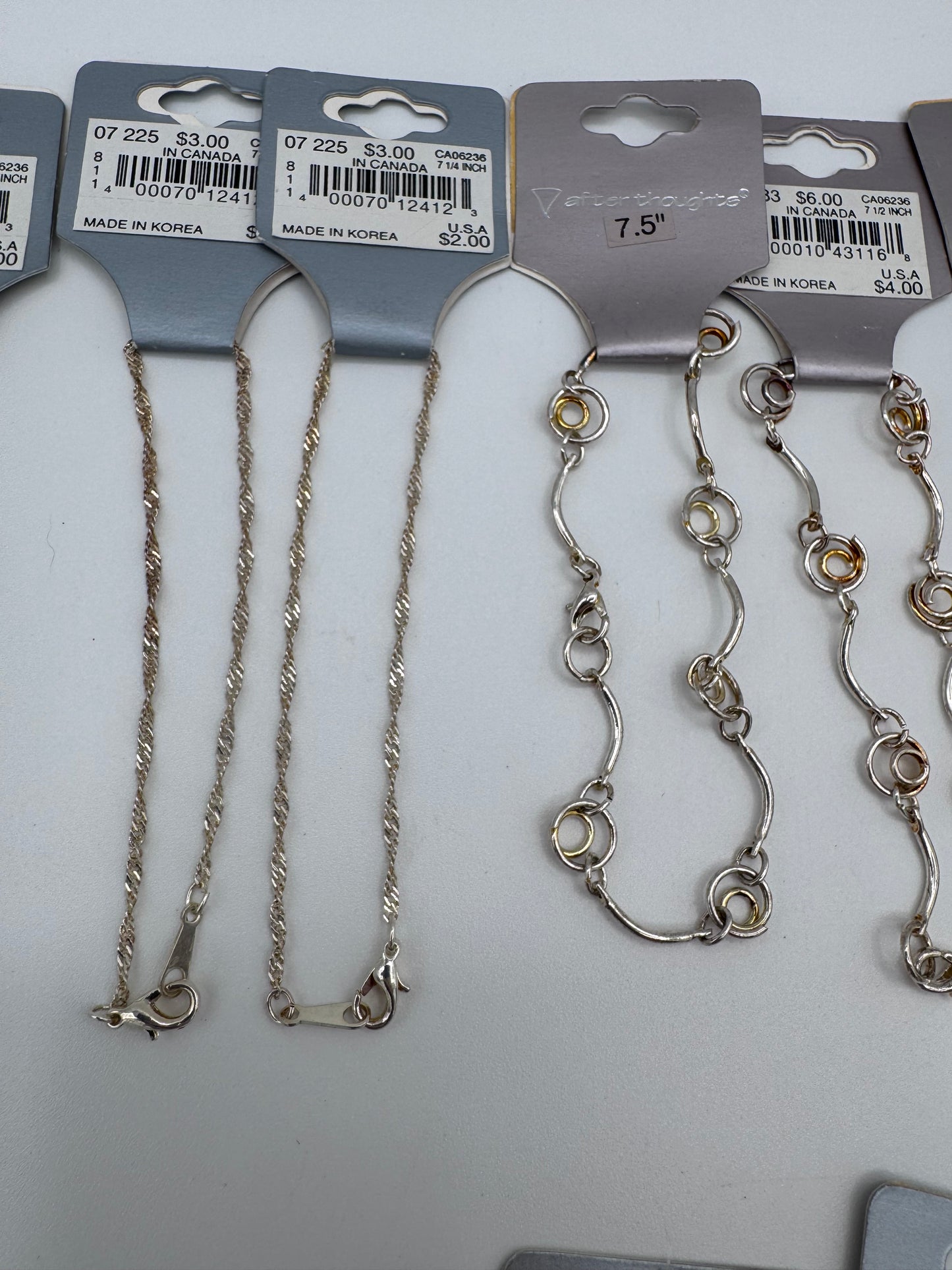 Set of 17 Chain Clasp Silver Bracelet Costume Jewelry Vintage After Thoughts