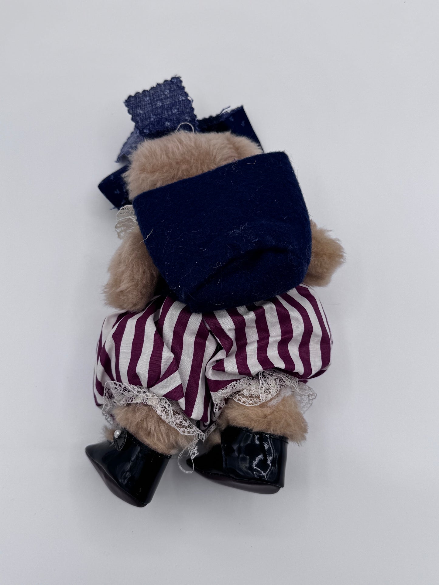 Beige Collectable Teddy Bear Red White and Blue with Snowman