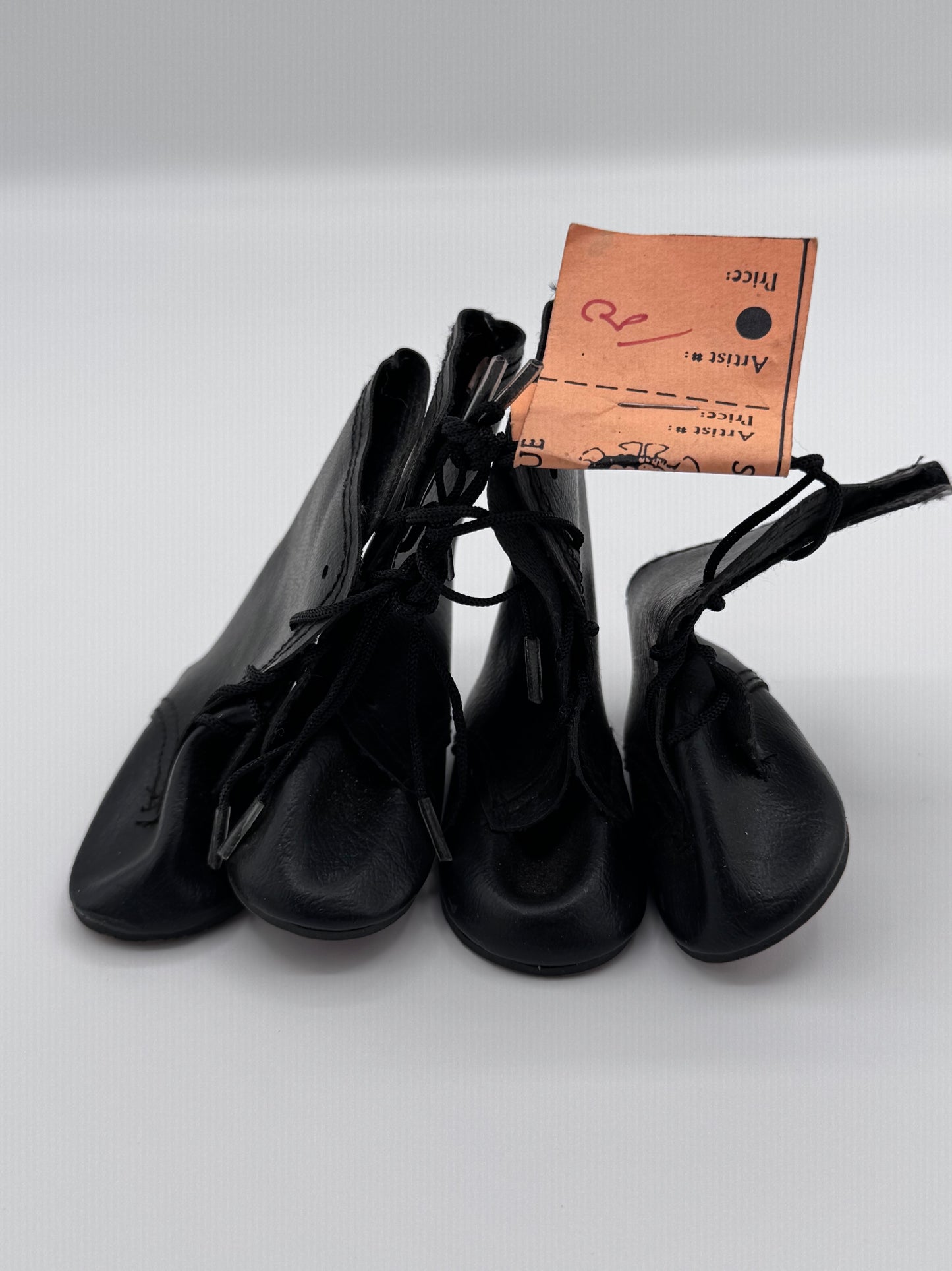 Set of 2 Pairs of Vintage Doll Black Boot Shoes