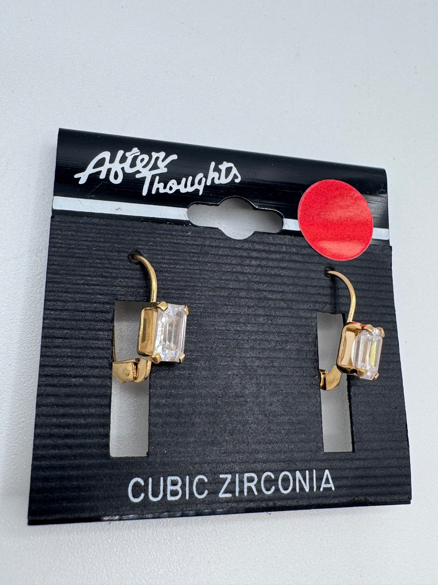 Pair of Gold Cubic Zirconia Earrings Costume Jewelry Vintage After Thoughts