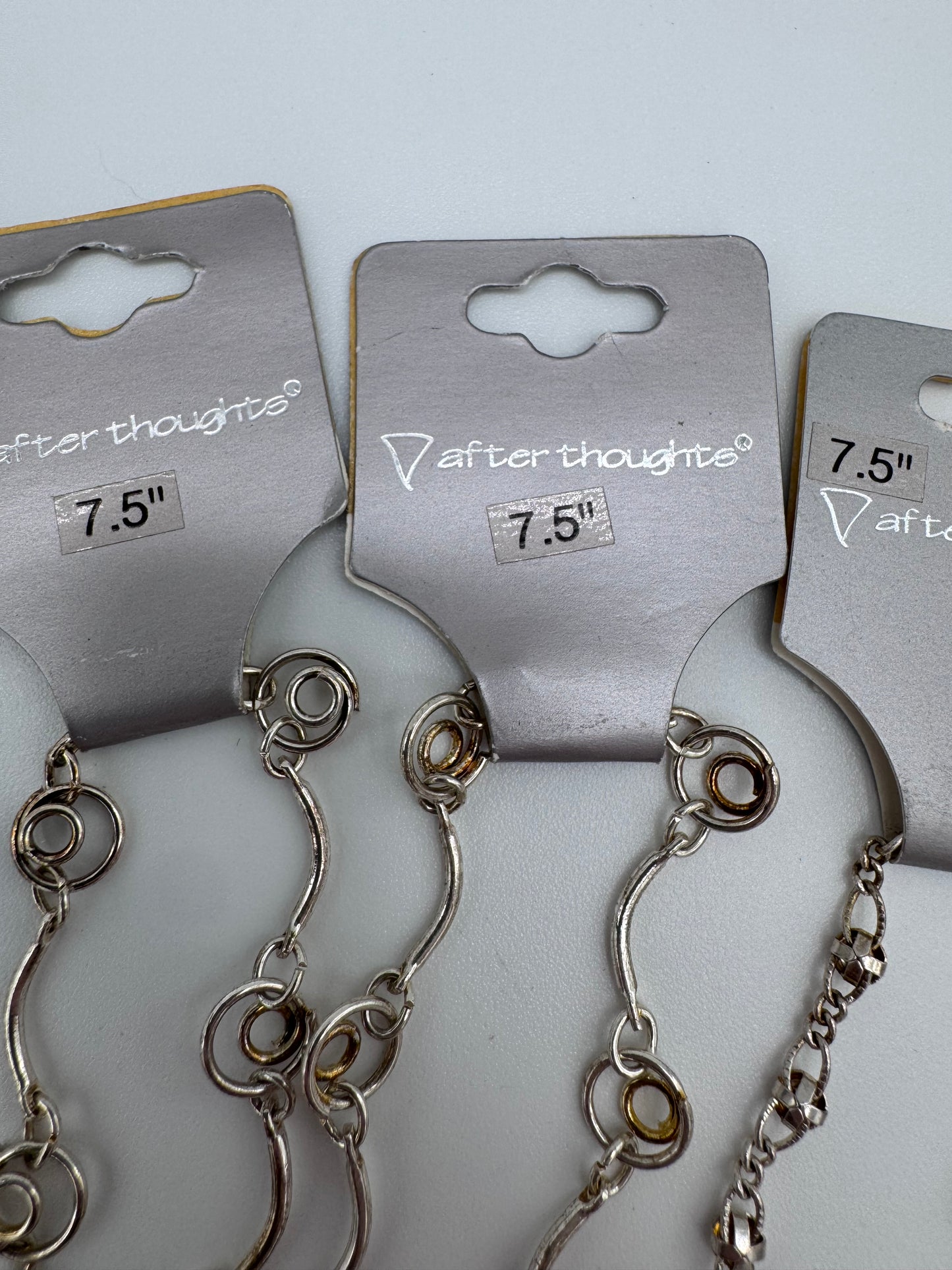 Set of 17 Chain Clasp Silver Bracelet Costume Jewelry Vintage After Thoughts