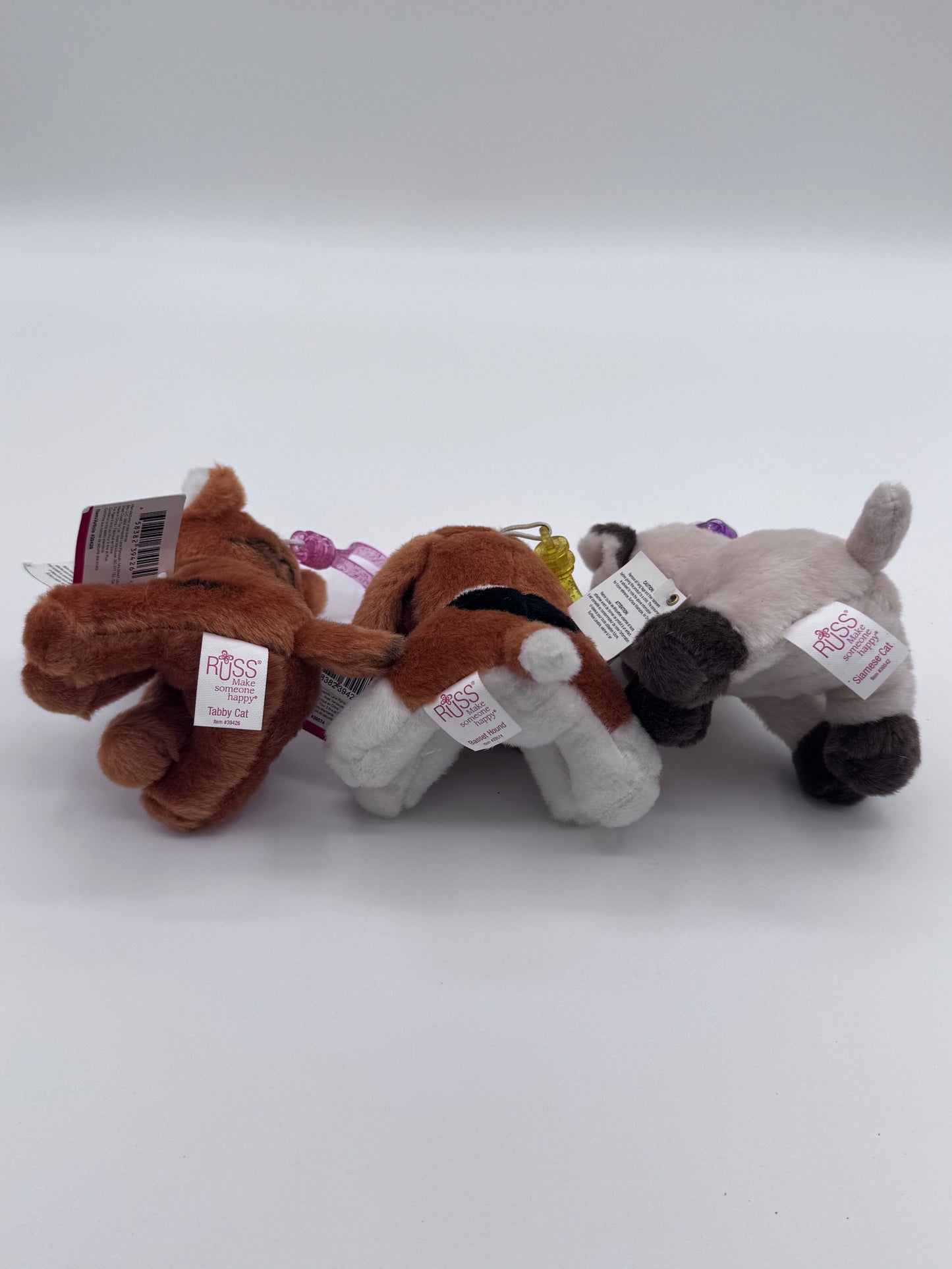 Yomiko Classics Vintage Set of 3 Animal Keychains- Tabby, Basset Hound & Siamese