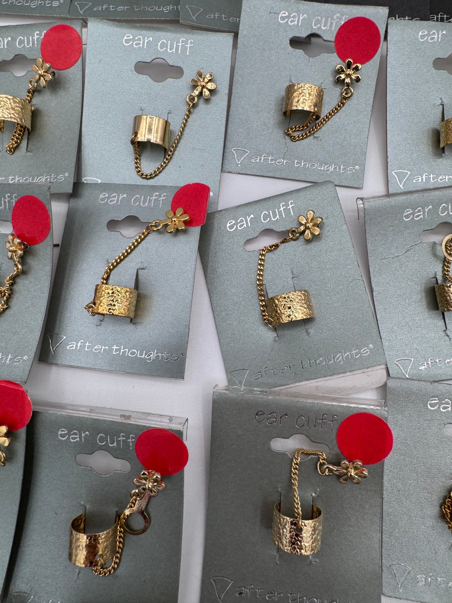 Set of 37 Gold Ear Cuff and Chain Earrings Costume Jewelry Vintage After Thoughts