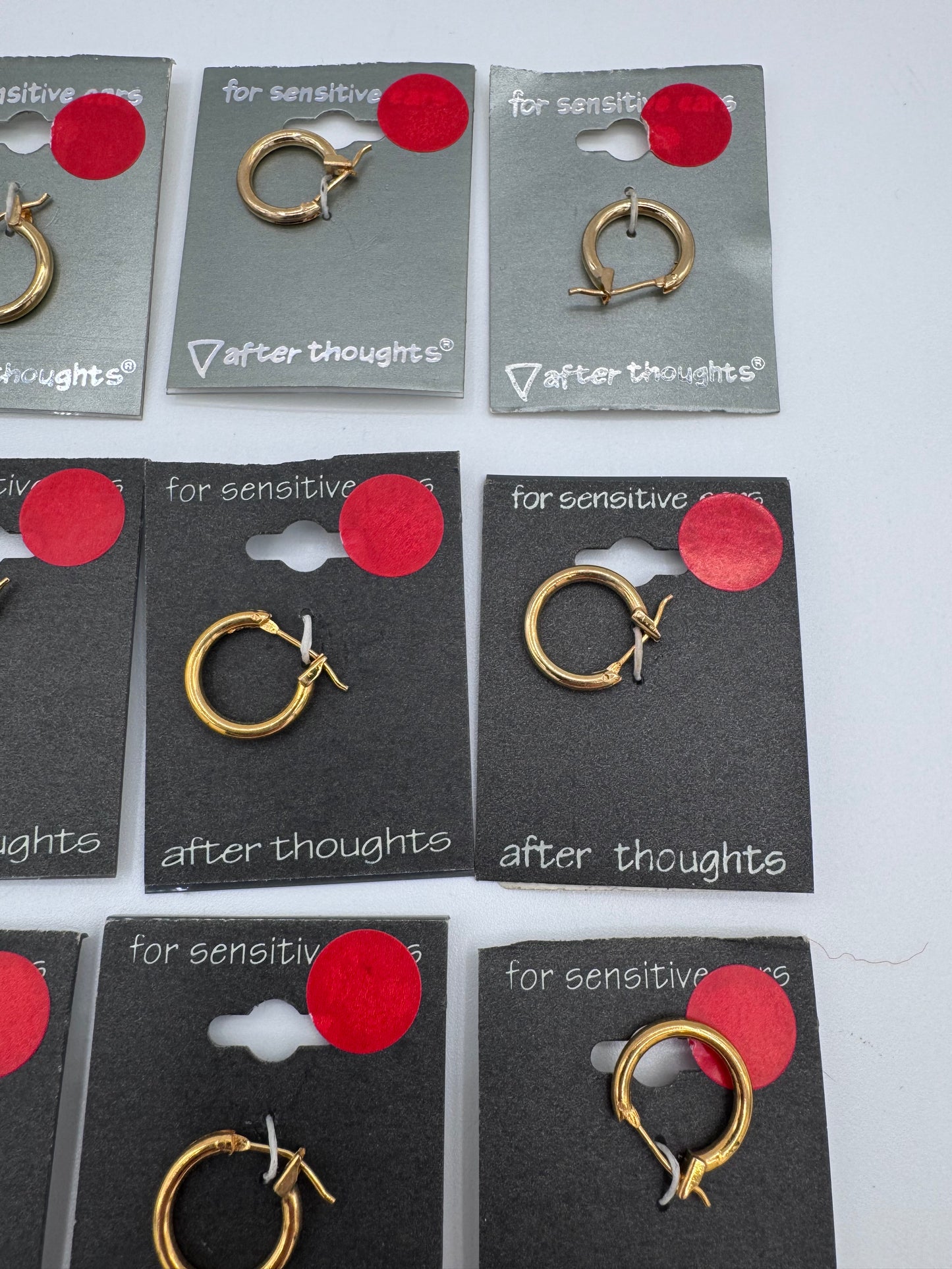 Set of 14 Gold Single Ear Hoop Earrings Sensitive Ears Costume Jewelry Vintage After Thoughts