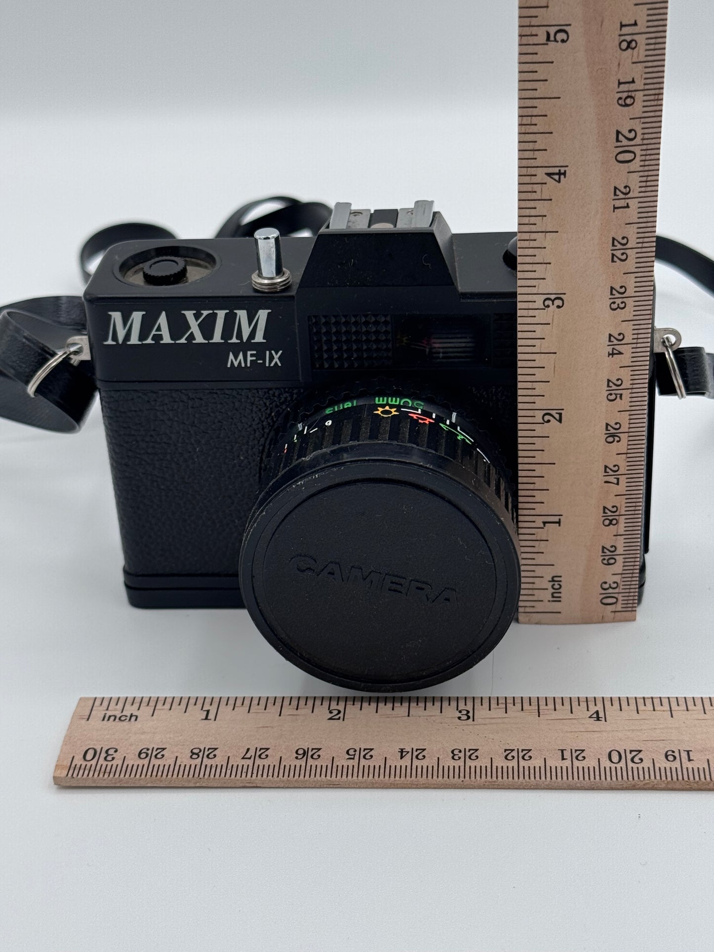 Maxim MF-IX 35mm Film Vintage Black Camera with Case, Strap and Lens Cover