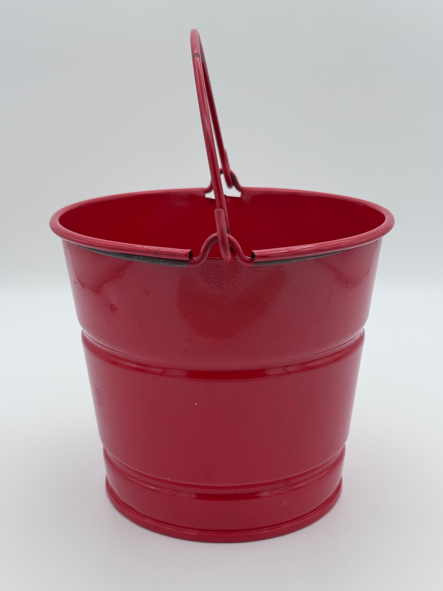 Red Tin Metal Vintage Bucket