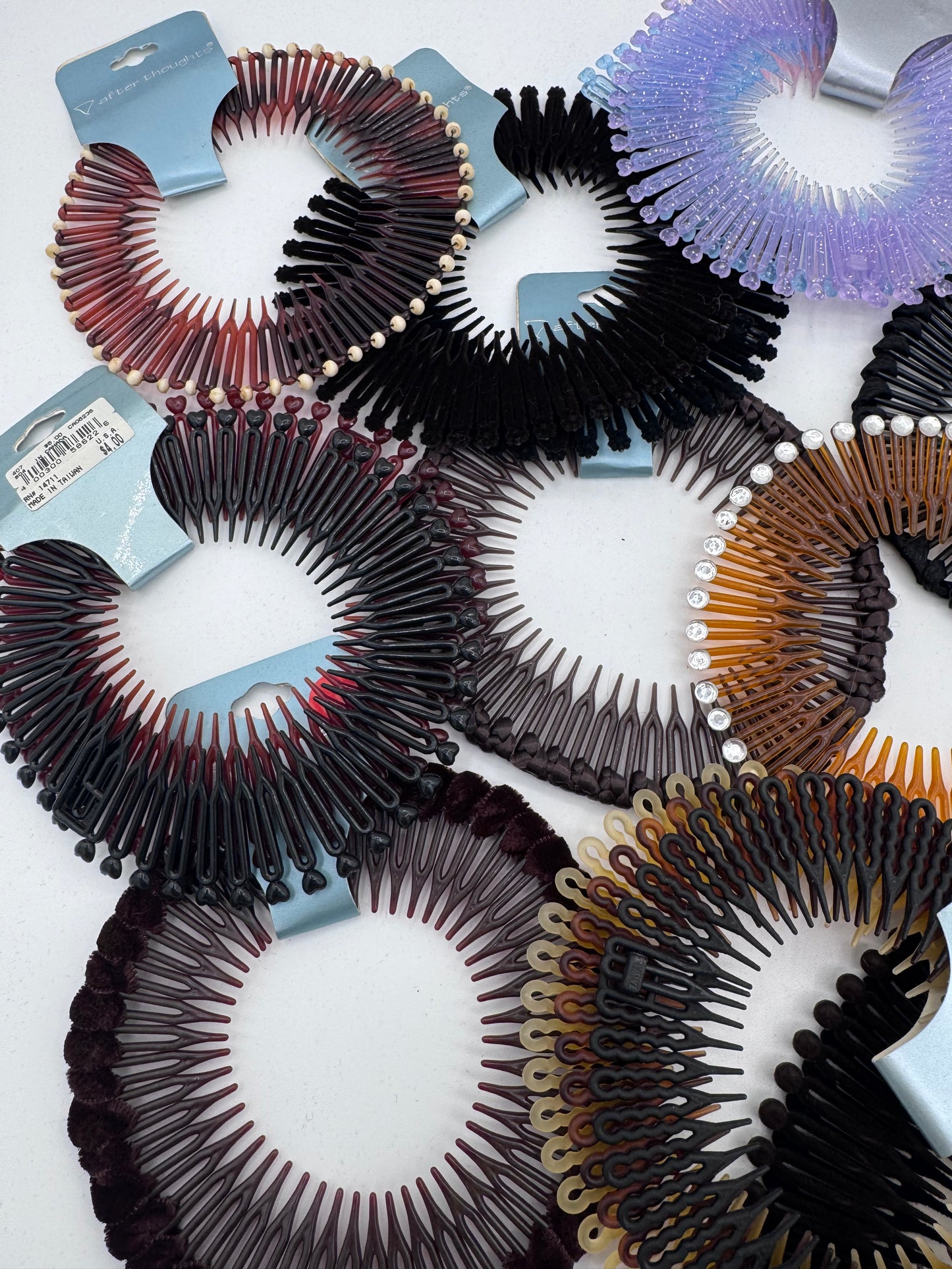 Mystery Mixed Lot of 14 90’s Retro Flexible Stretch Hair Combs Teeth Headband
