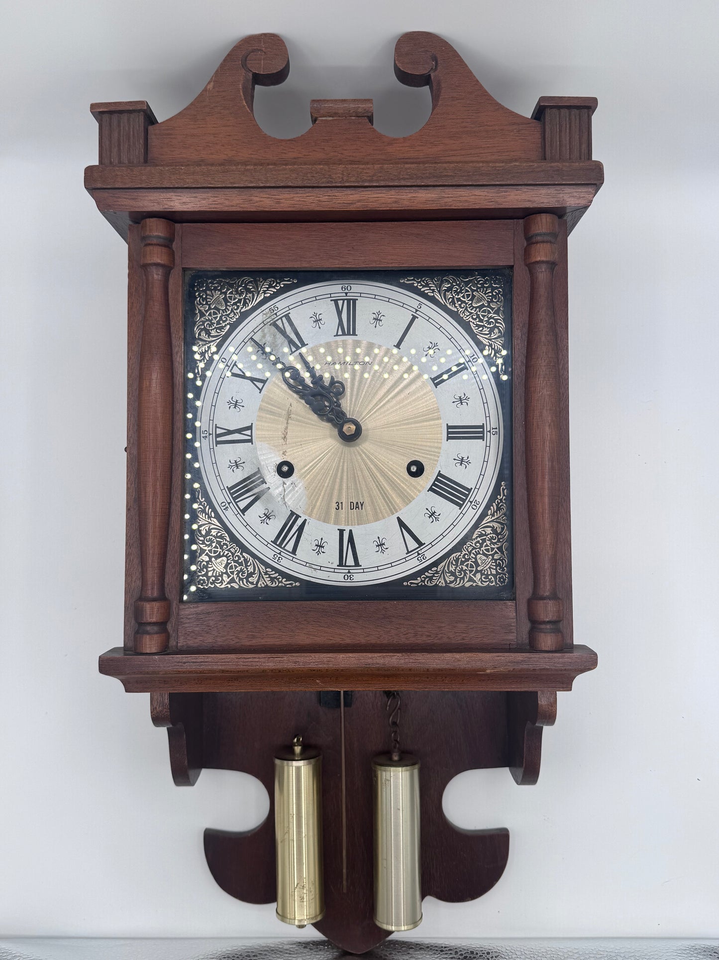 Hamilton 31 Day Walnut Antique Vintage Wall Clock- Not Tested