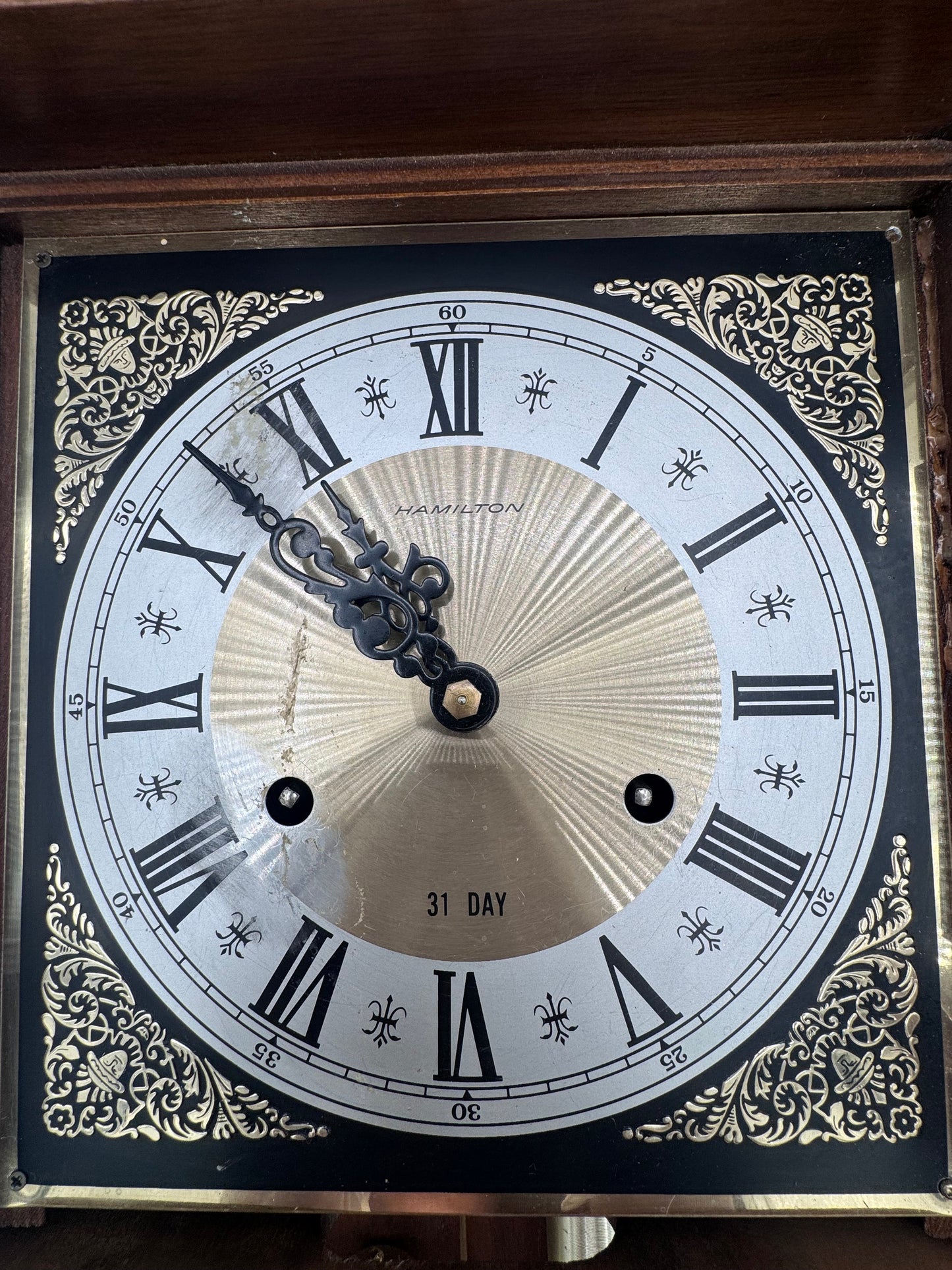 Hamilton 31 Day Walnut Antique Vintage Wall Clock- Not Tested