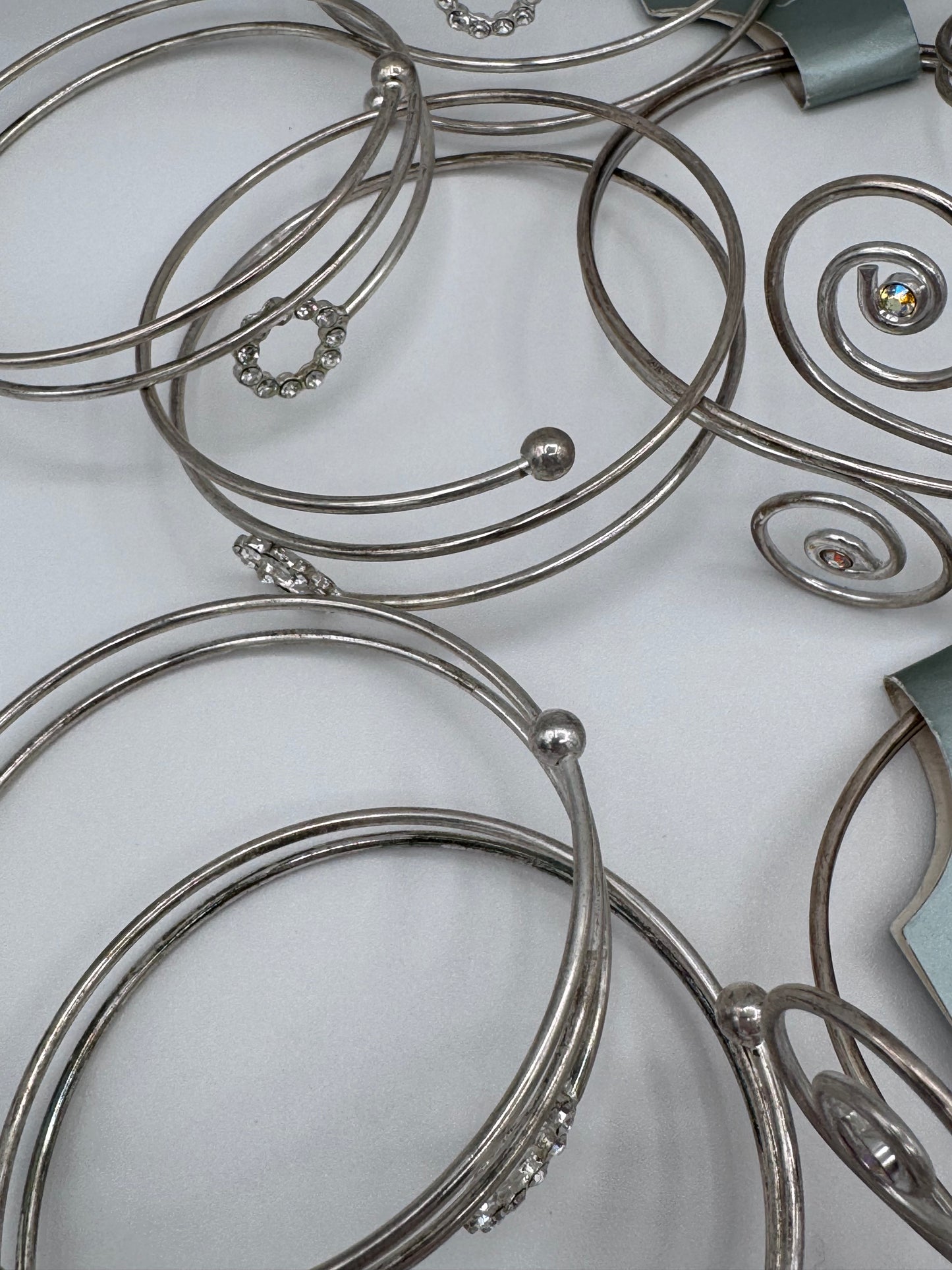 Set of 21 Silver Cuff Costume Jewelry Bracelet Arm Band Vintage After Thoughts