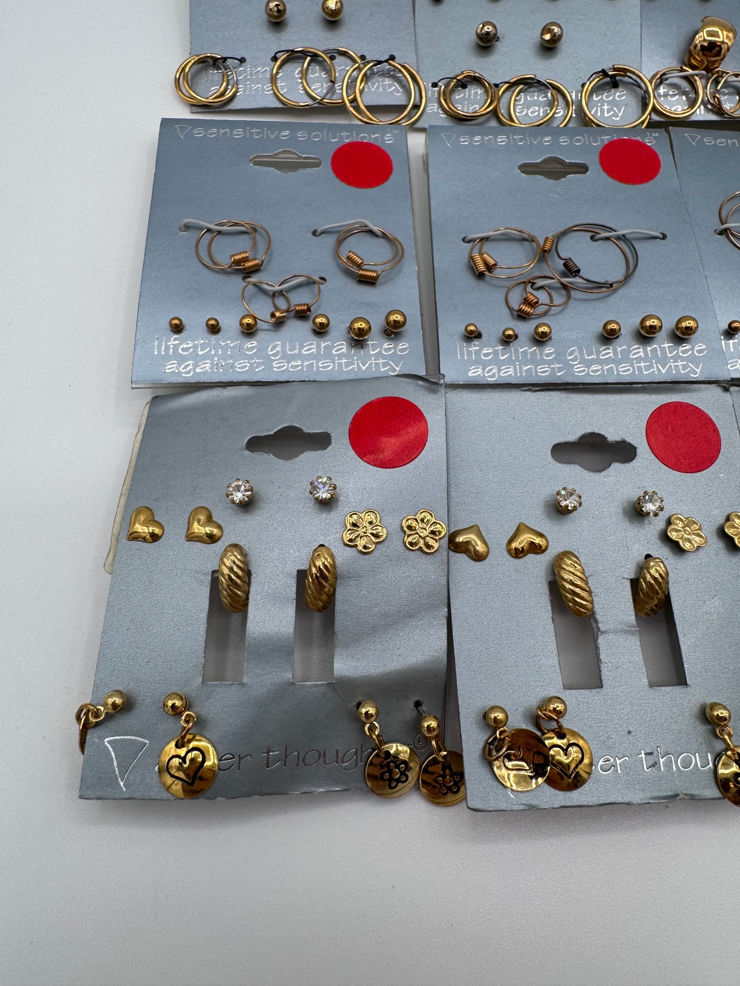 Set of 13 Small Gold Earrings Sets of 6 (78 Pairs) Costume Jewelry Vintage After Thoughts