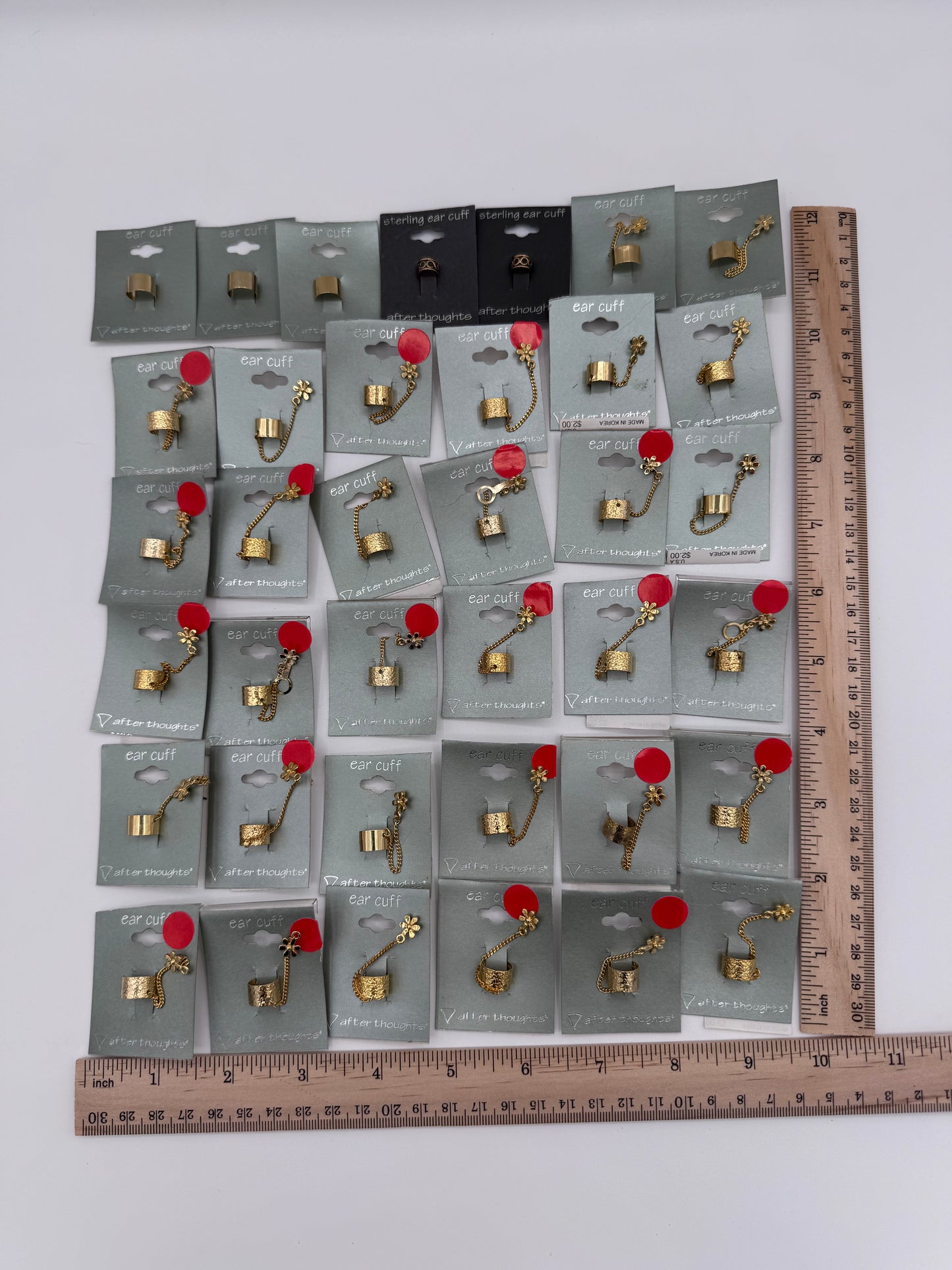 Set of 37 Gold Ear Cuff and Chain Earrings Costume Jewelry Vintage After Thoughts