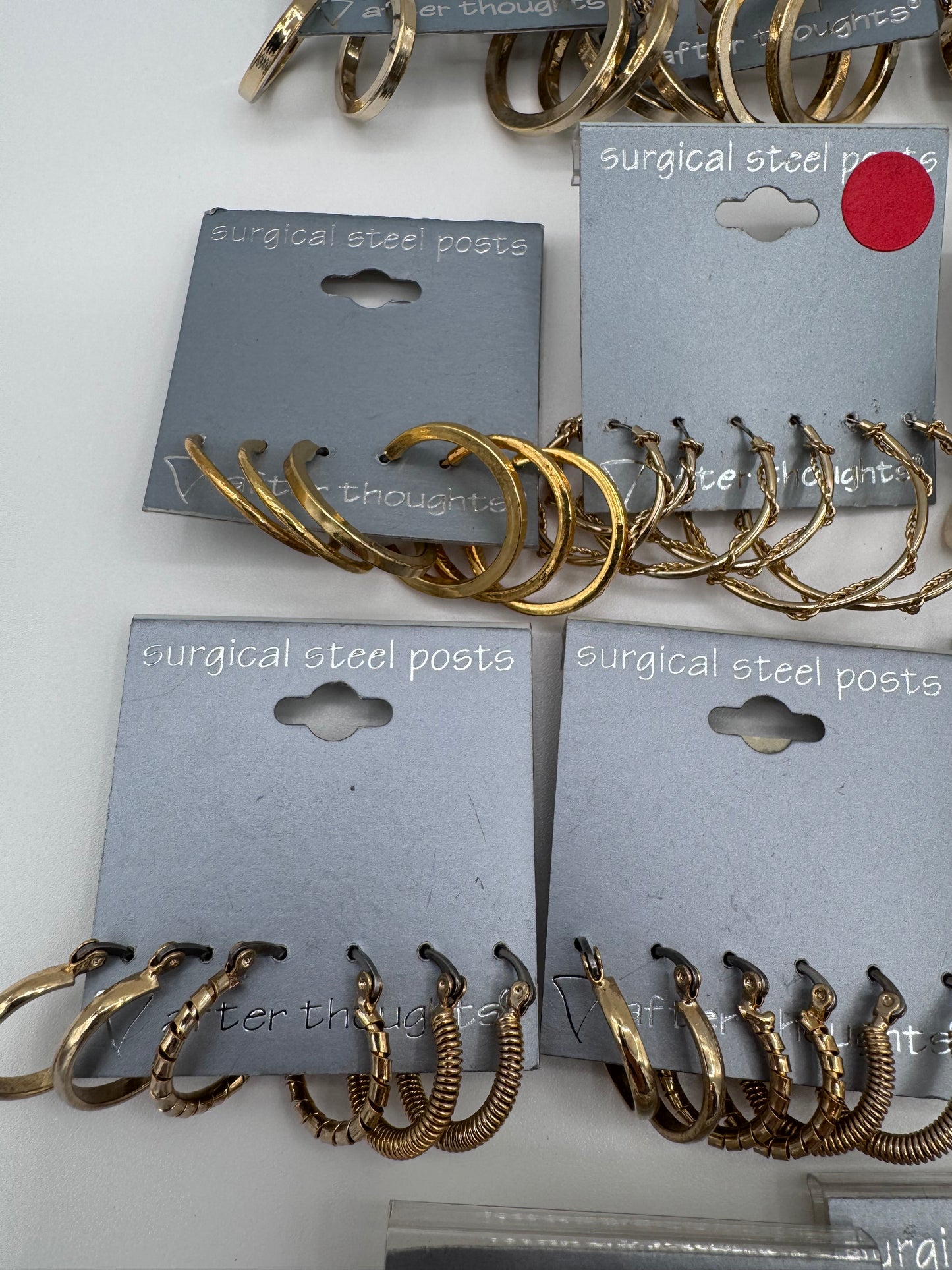 Set of 15 Large Gold Hoop Earrings Sets of 3 (45 Pairs) Costume Jewelry Vintage After Thoughts