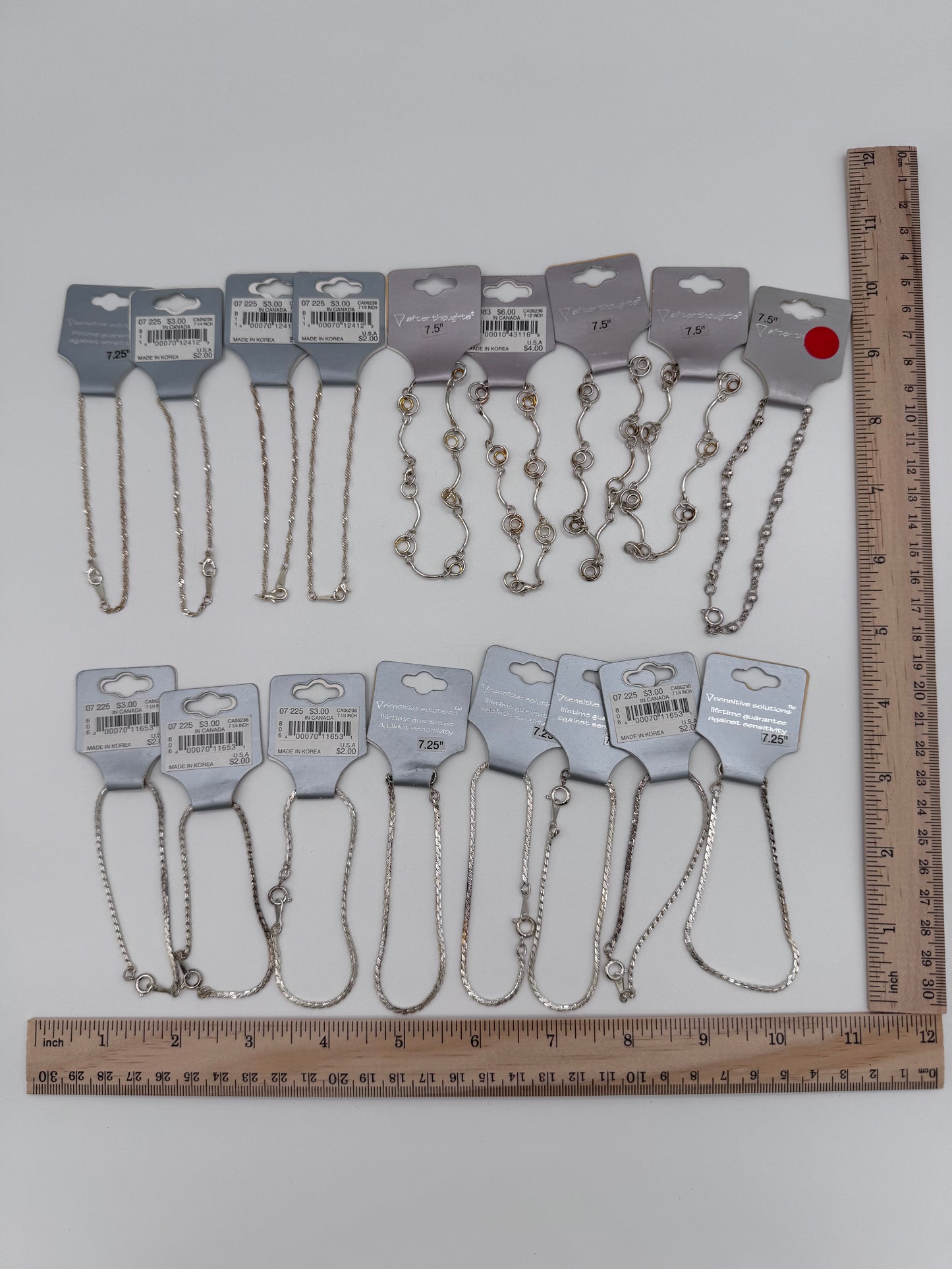 Set of 17 Chain Clasp Silver Bracelet Costume Jewelry Vintage After Thoughts