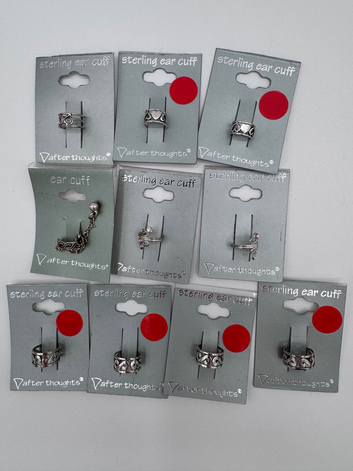 Set of 10 Silver Ear Cuff Earrings Costume Jewelry Vintage After Thoughts