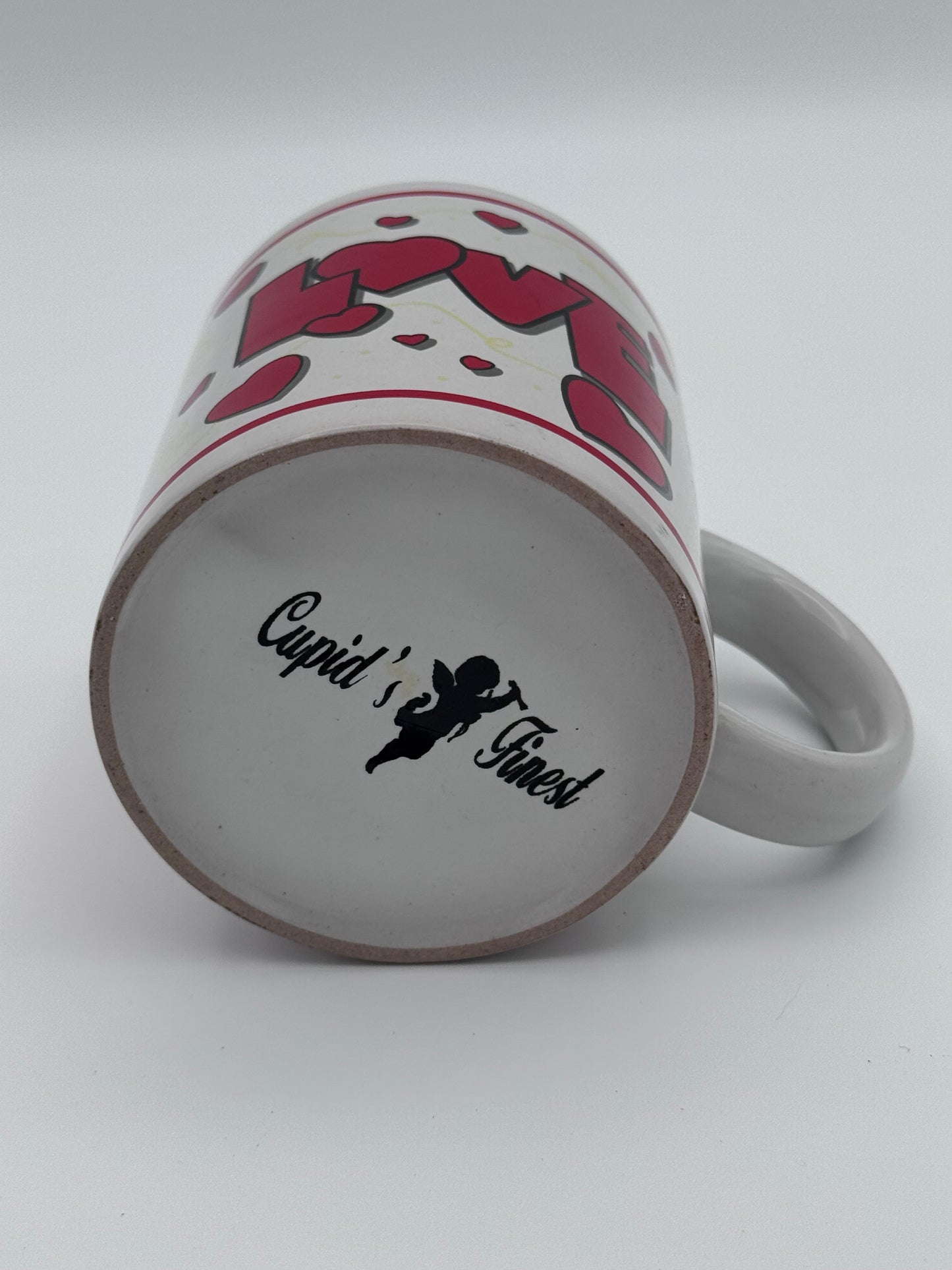 White and Red Love With Hearts Vintage Mug Cup