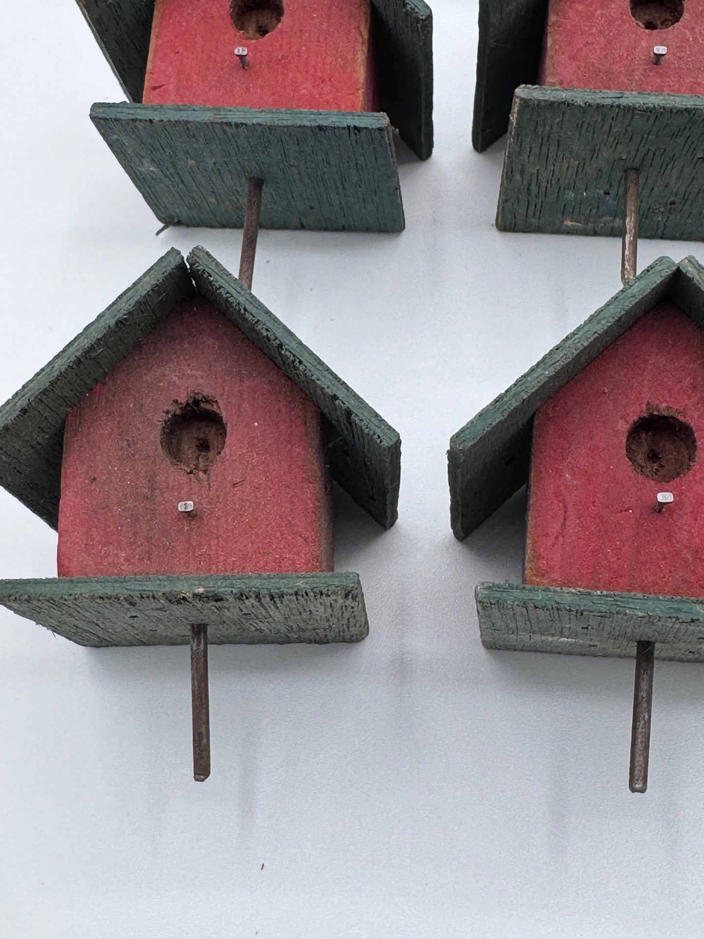 Set of 9 Small 2.5 Inch Hand-Made Vintage Birdhouses for Crafts