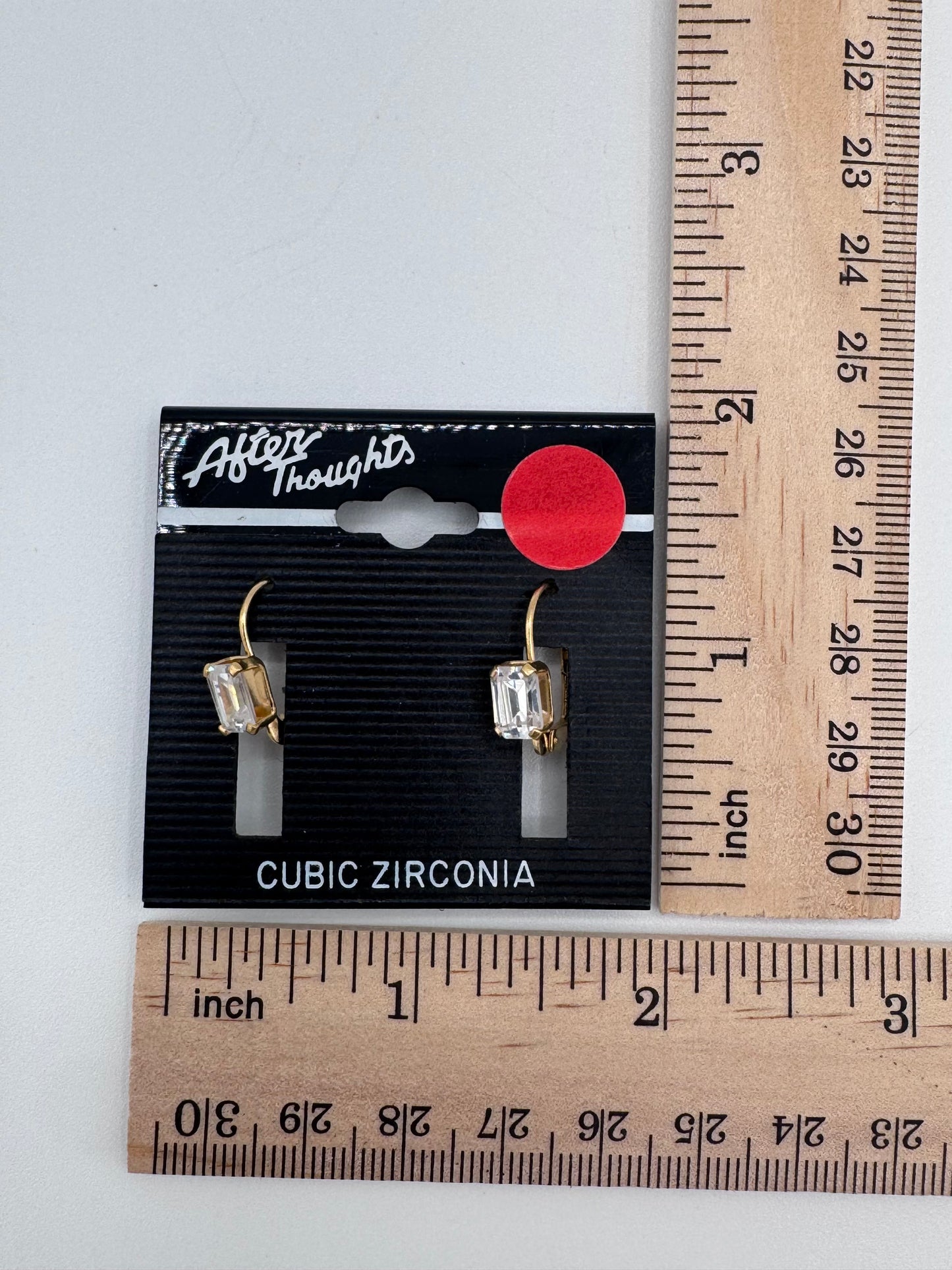 Pair of Gold Cubic Zirconia Earrings Costume Jewelry Vintage After Thoughts