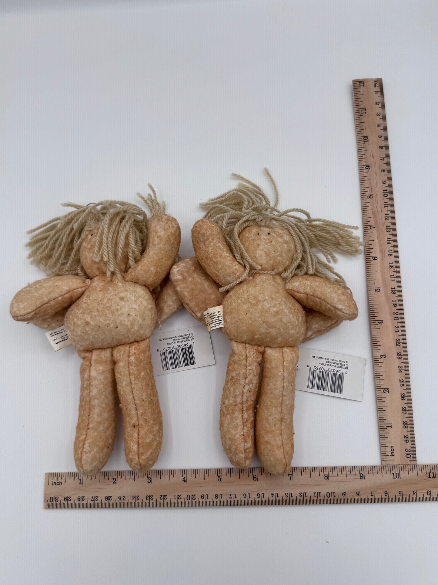 Set of 2 Vintage Cloth Fabric Angel Dolls for Crafting