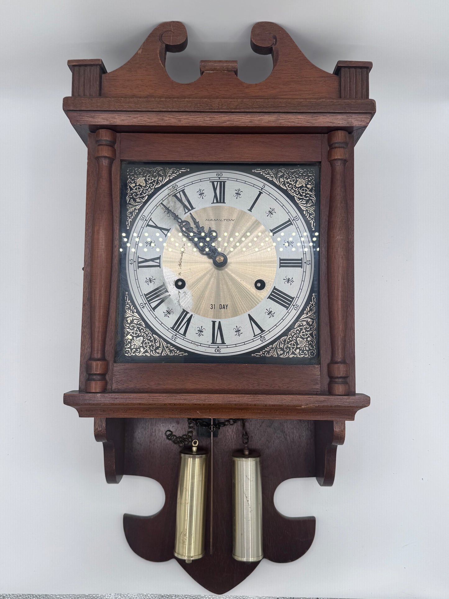 Hamilton 31 Day Walnut Antique Vintage Wall Clock- Not Tested