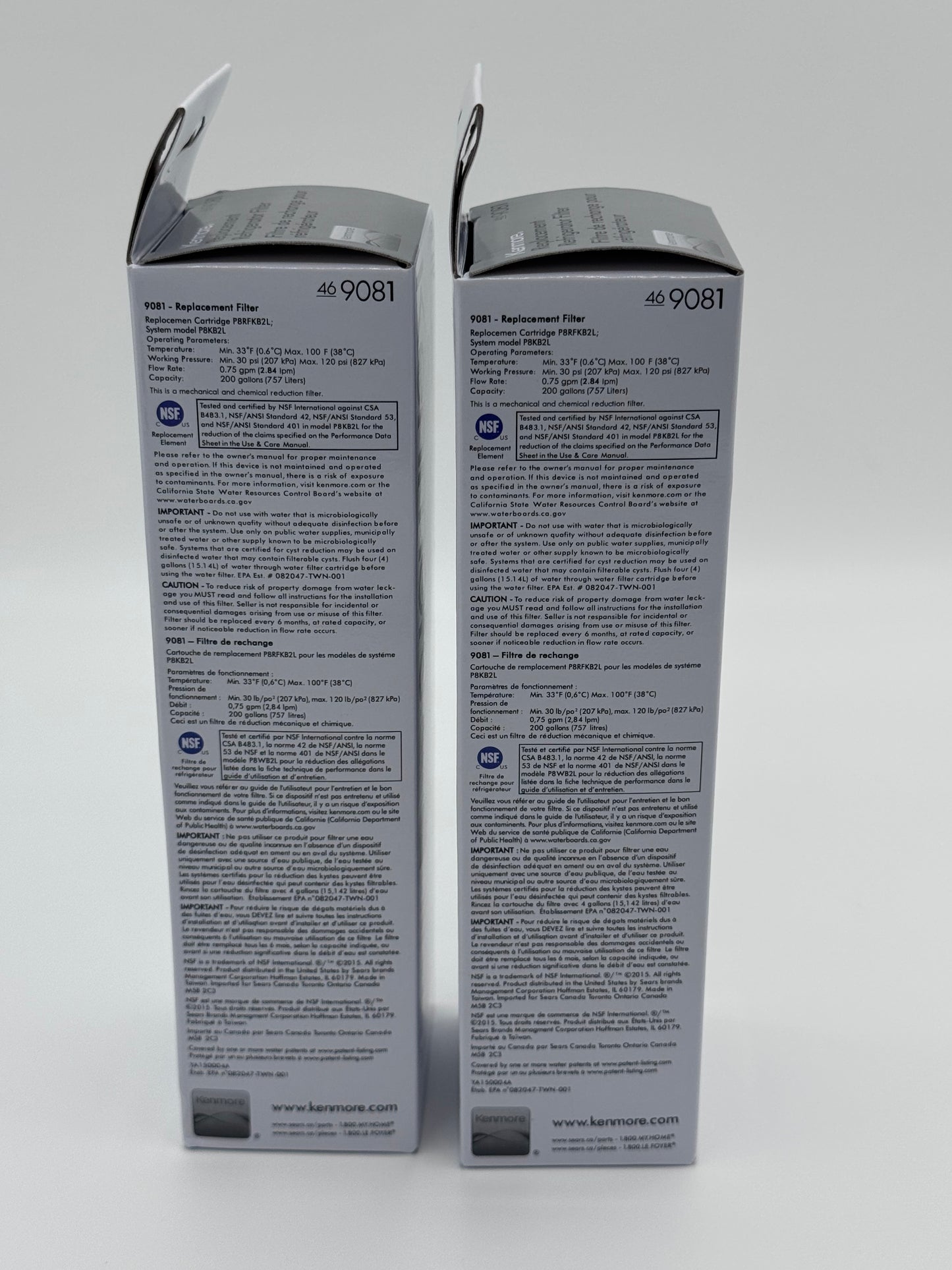 2-PACK Kenmore 9081 Refrigerator Water Filter 46-9081